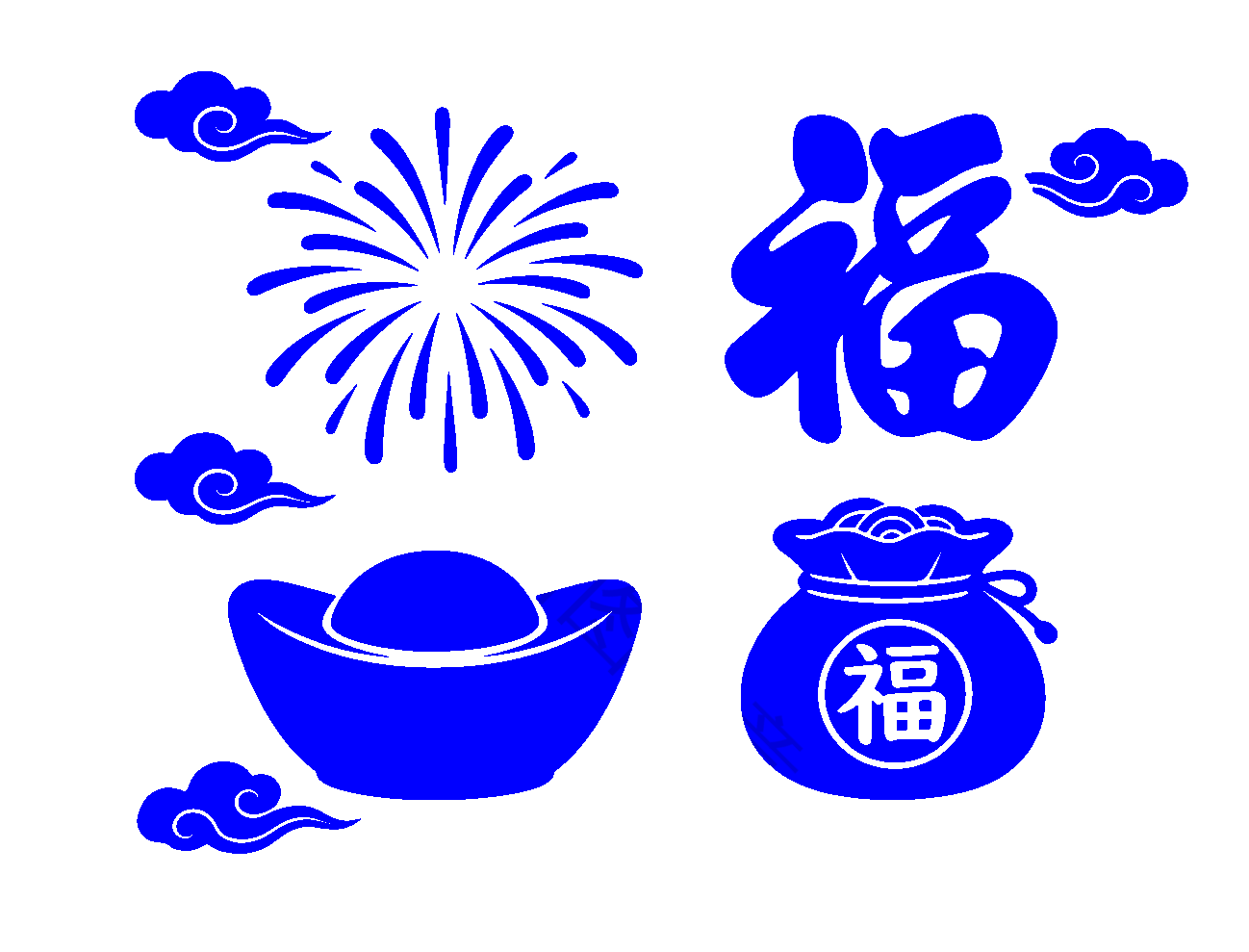 中国风新年新春喜庆扁平剪影元素