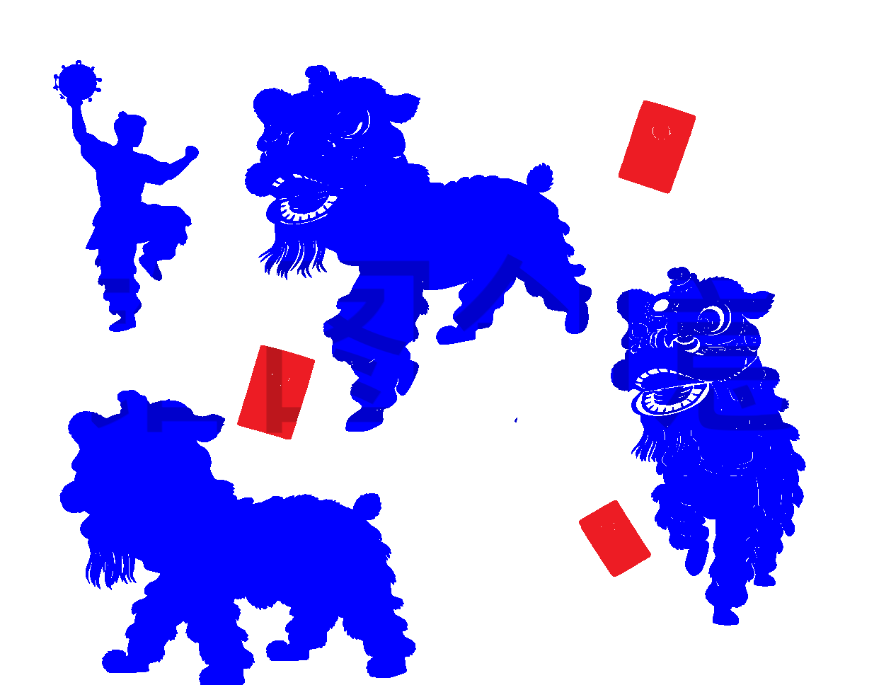 中国风新年新春年俗喜庆扁平剪影元素