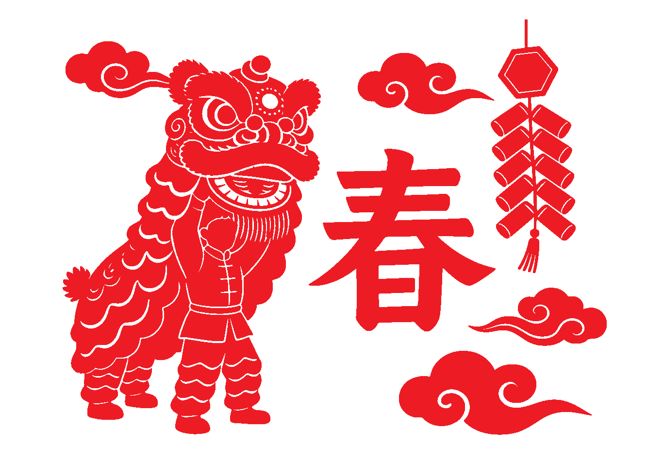 中国风新年新春喜庆扁平剪影元素