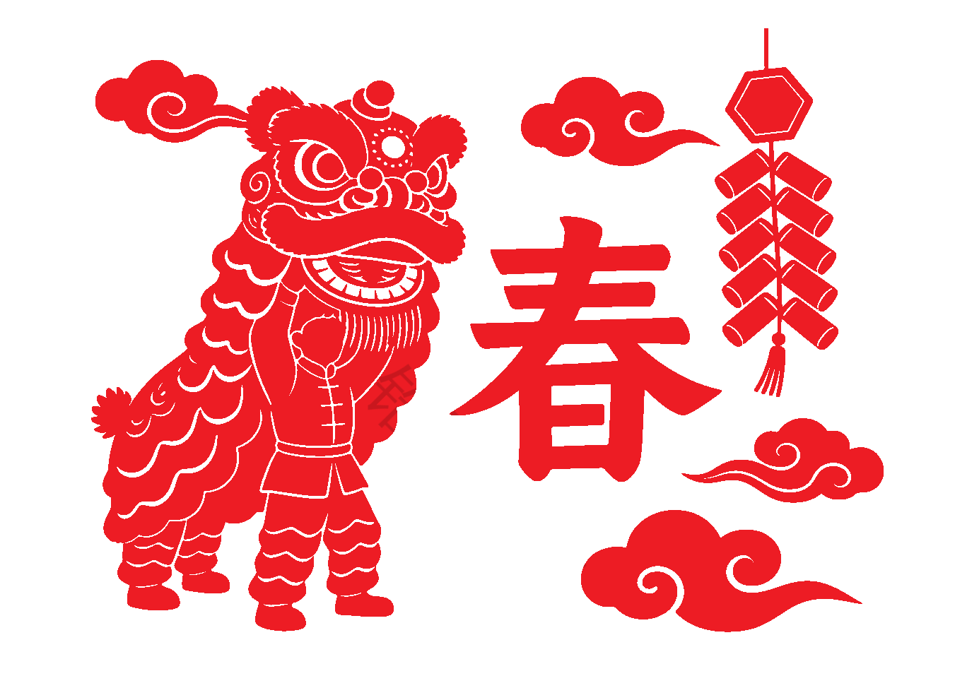 中国风新年新春喜庆扁平剪影元素