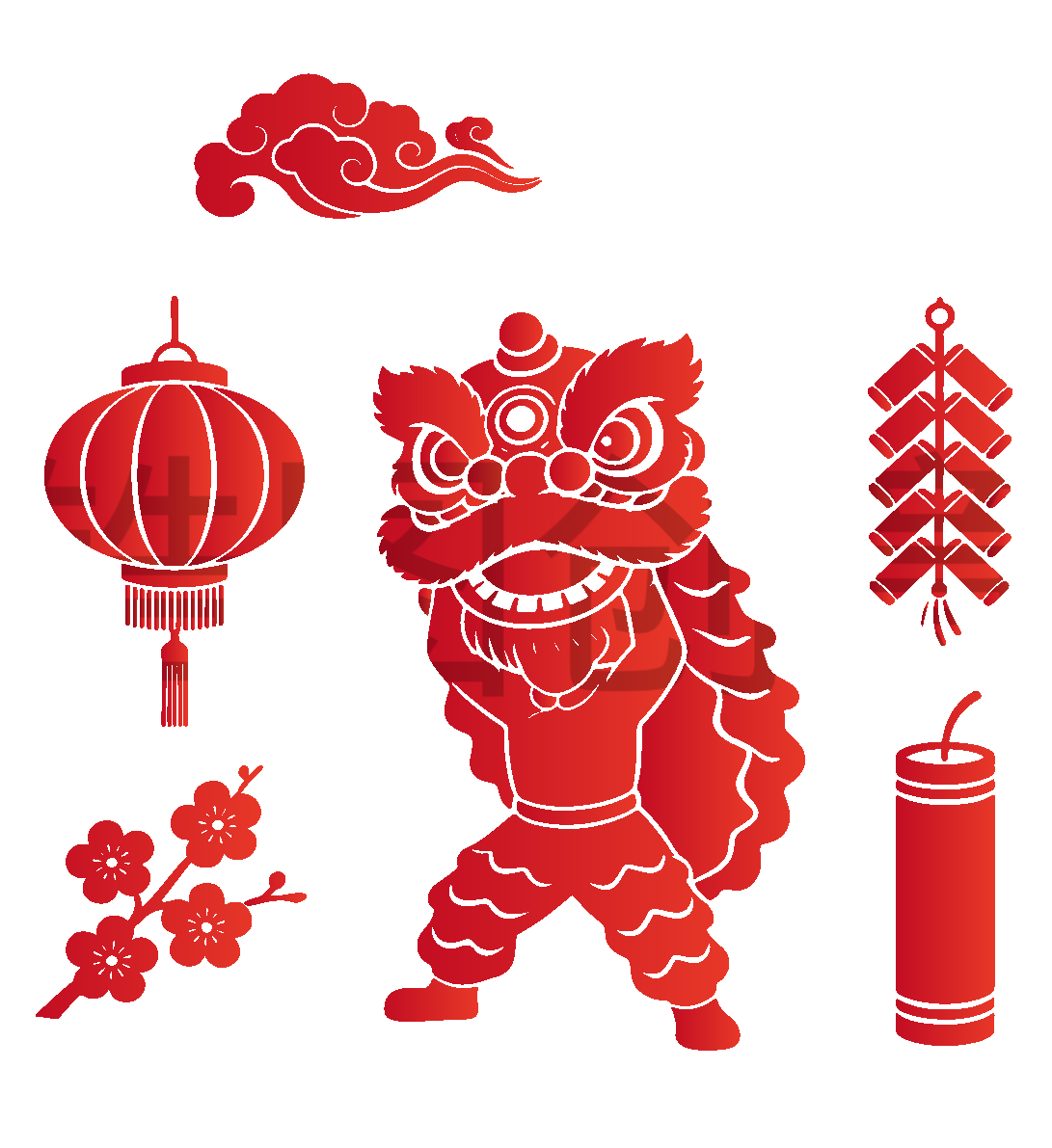 新年新春剪影元素