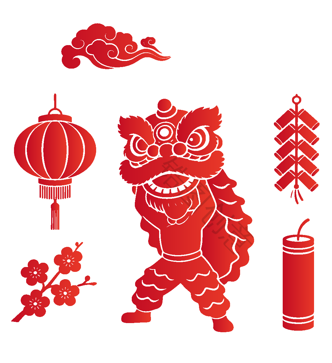新年新春剪影元素