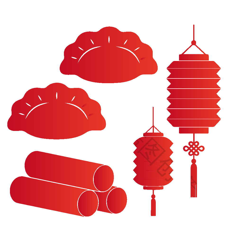 新年新春剪影元素