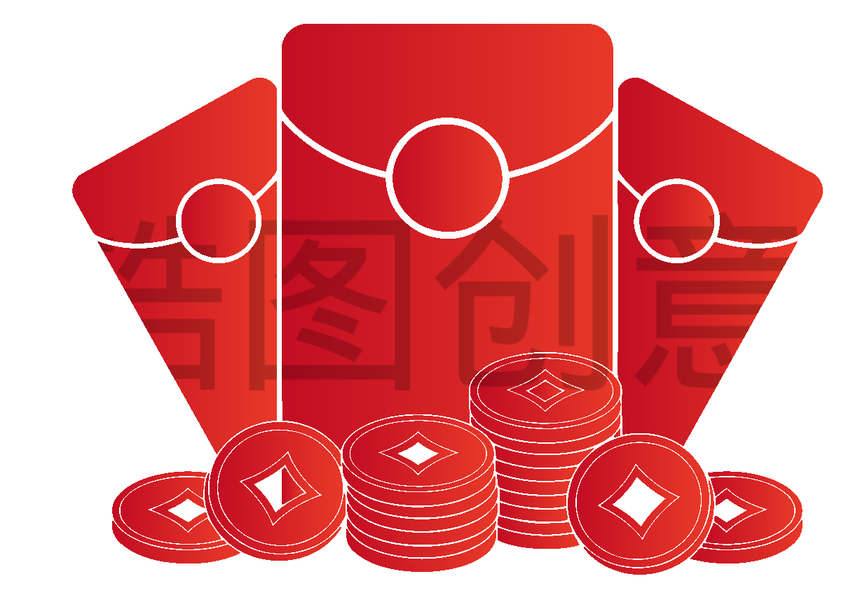 新年新春钱币钱包剪影元素