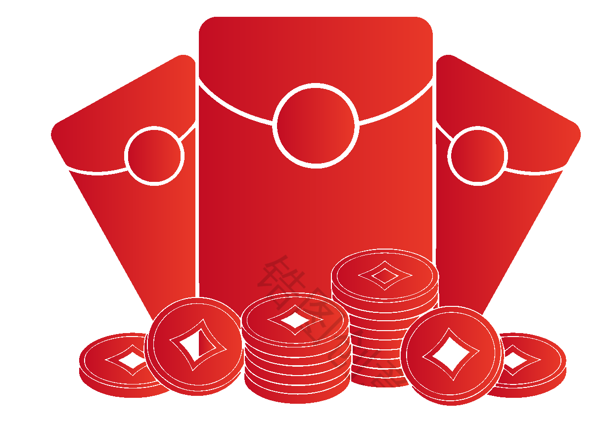 新年新春钱币钱包剪影元素