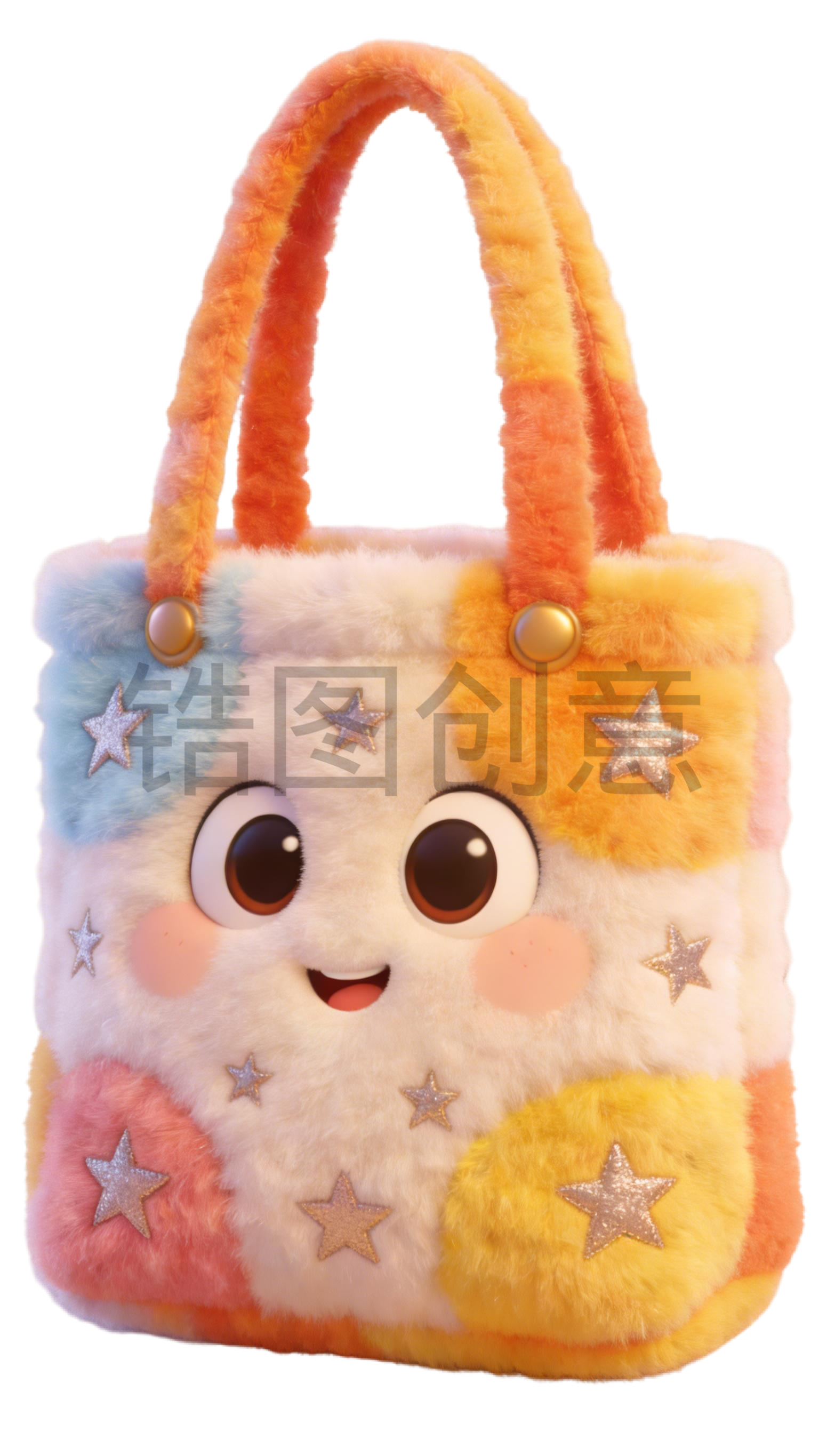 3d毛绒质感卡通手提袋元素