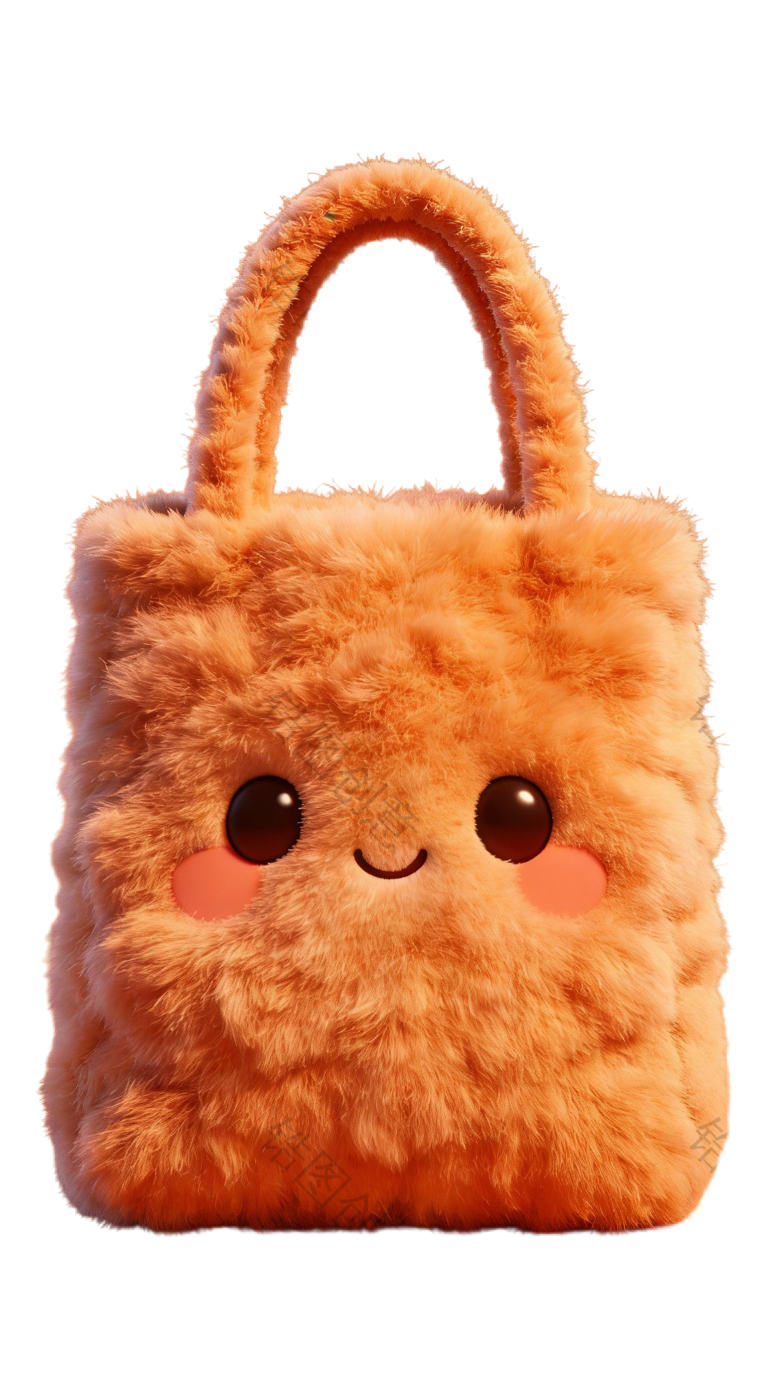 3d毛绒卡通质感促销装饰购物袋手提包元素