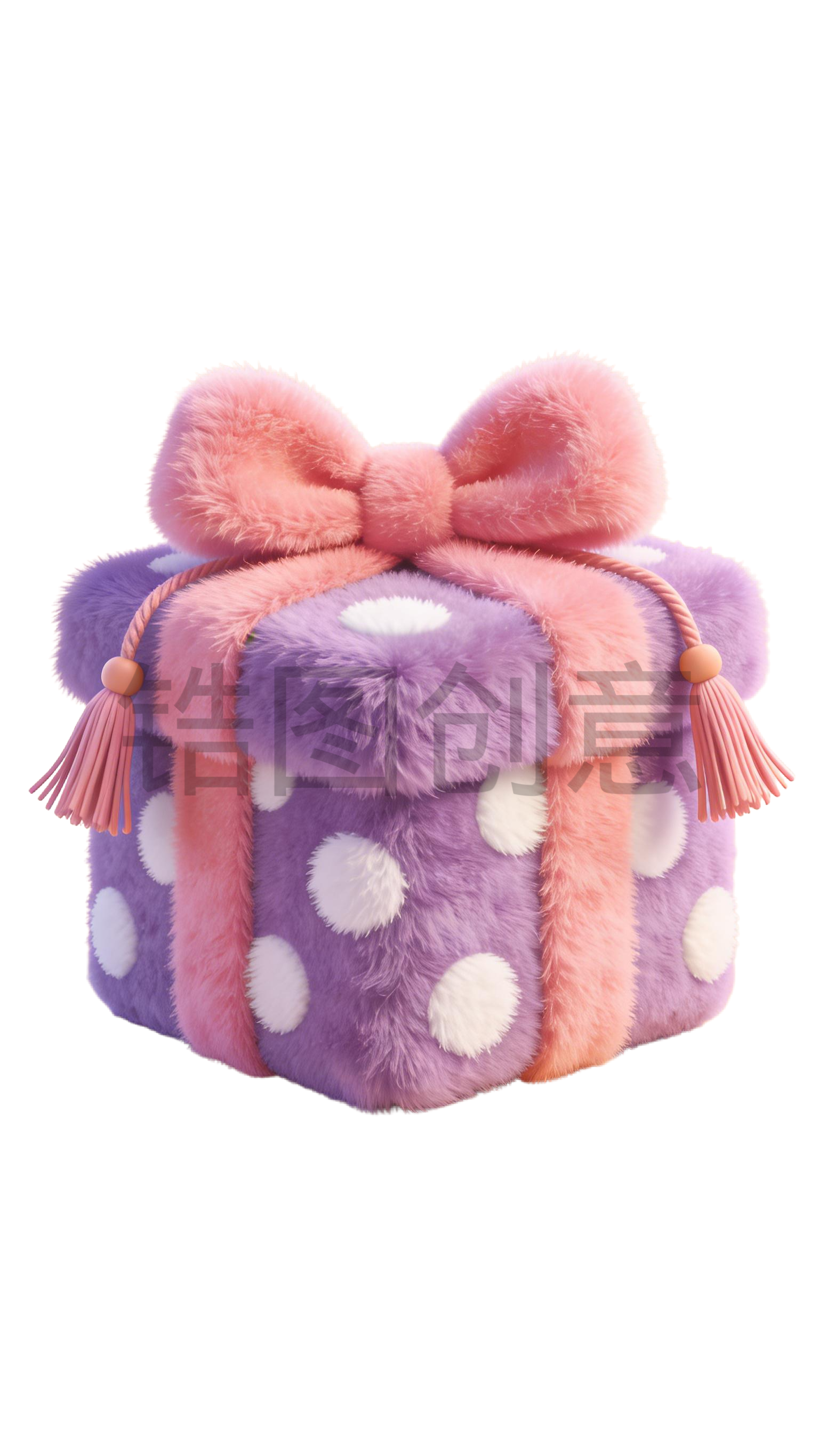 3d毛绒质感卡通促销装饰购物袋元素