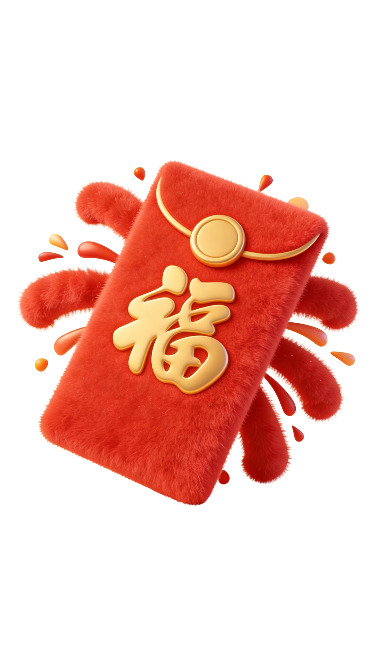 3d卡通新年毛绒质感装饰红包元素