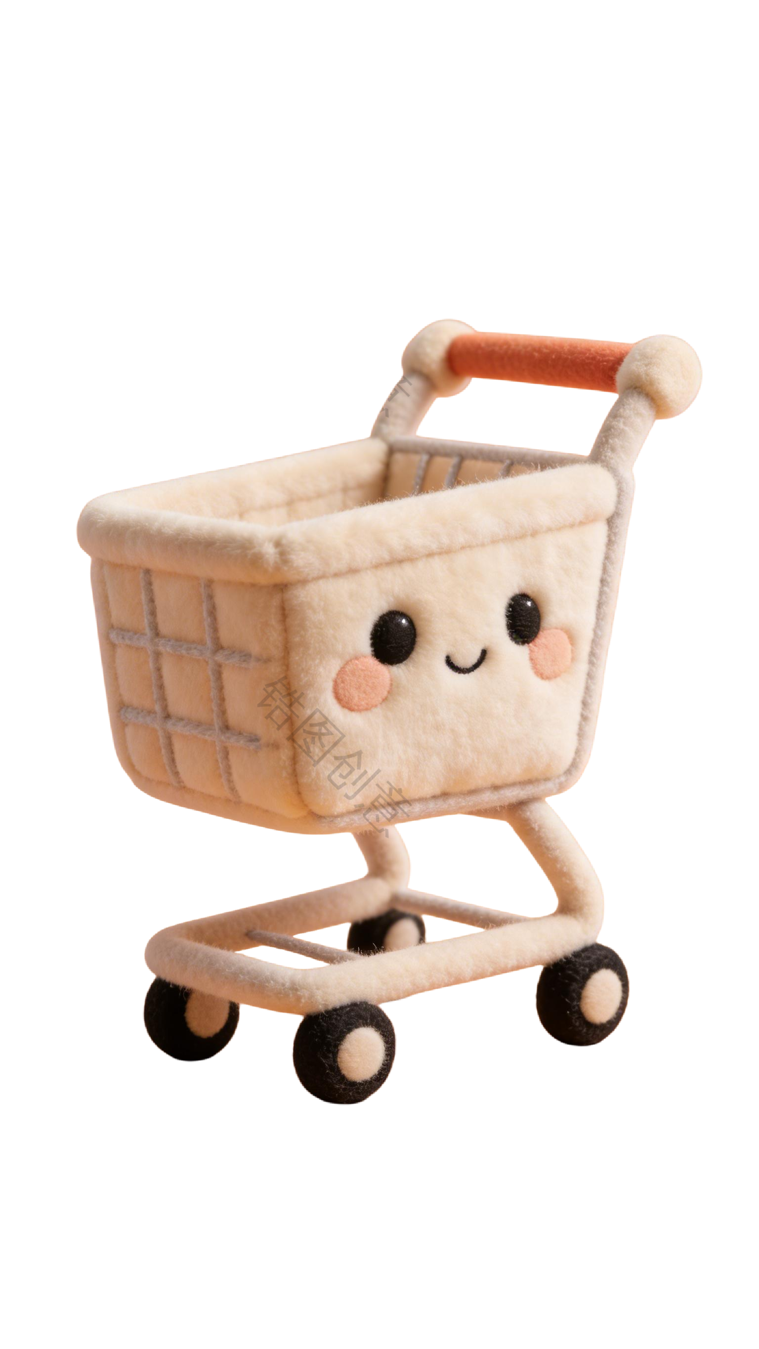 3d毛绒质感卡通购物车元素