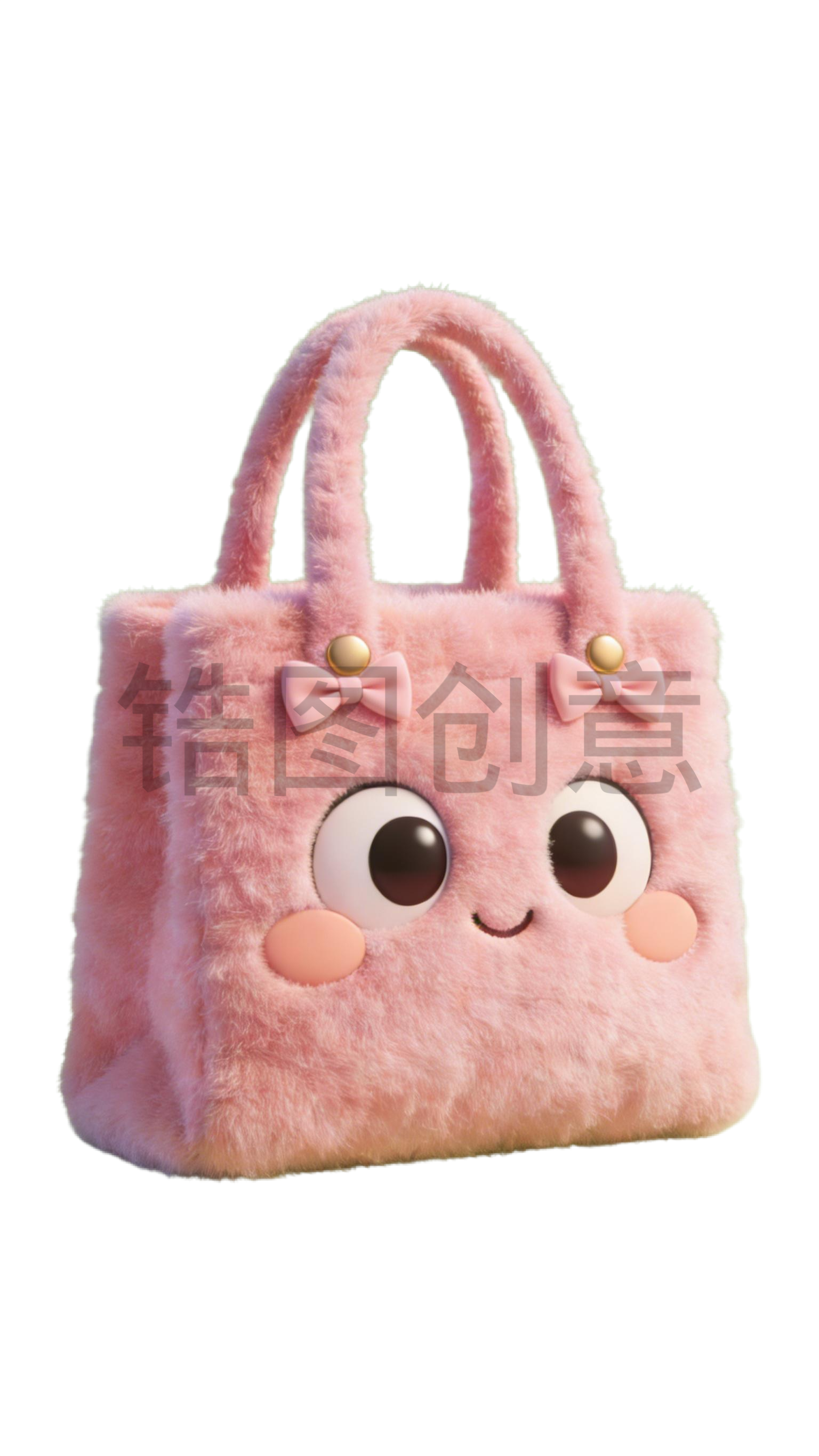 3d毛绒质感卡通促销装饰购物袋元素