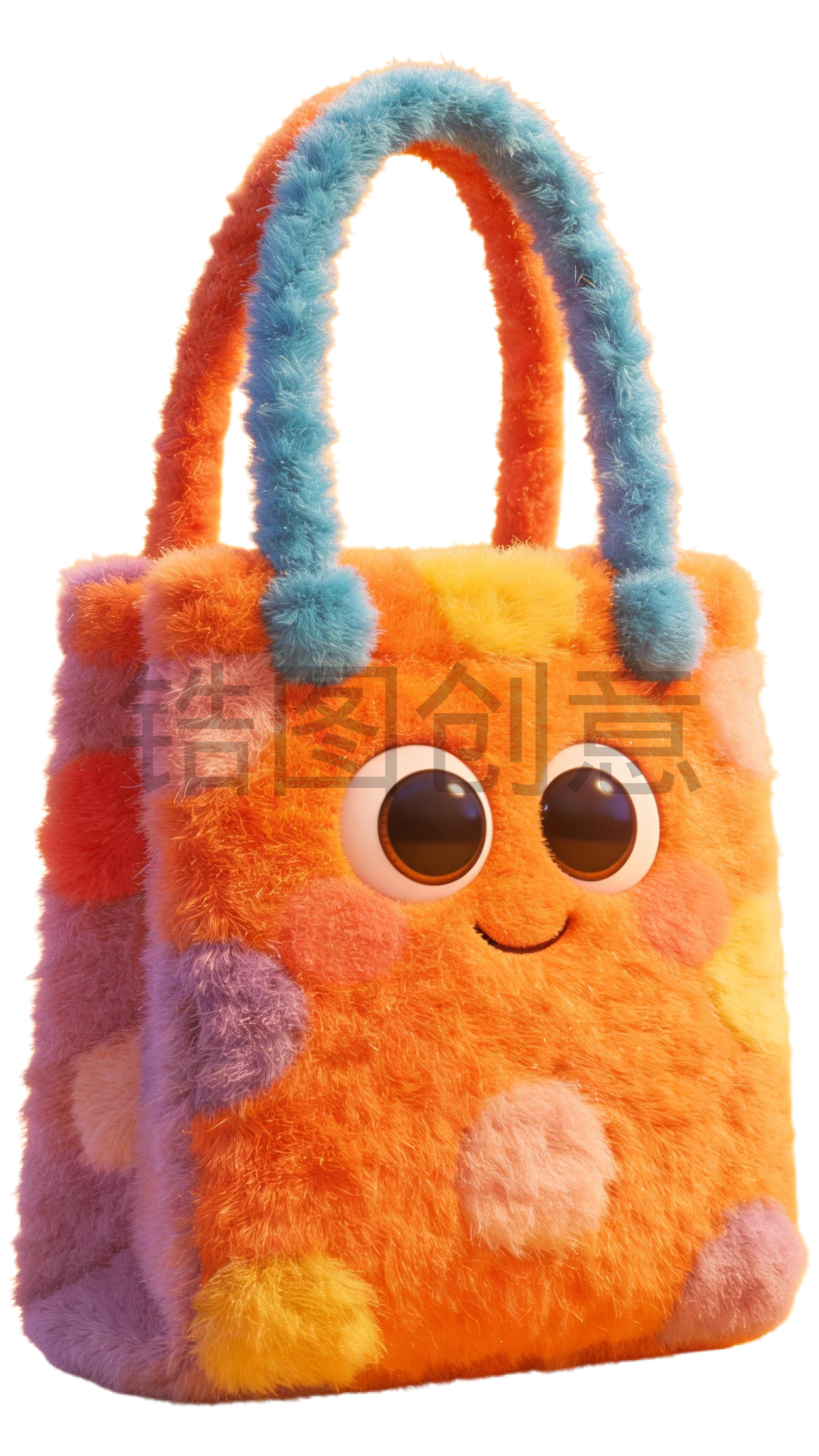 3d毛绒质感卡通手提袋元素