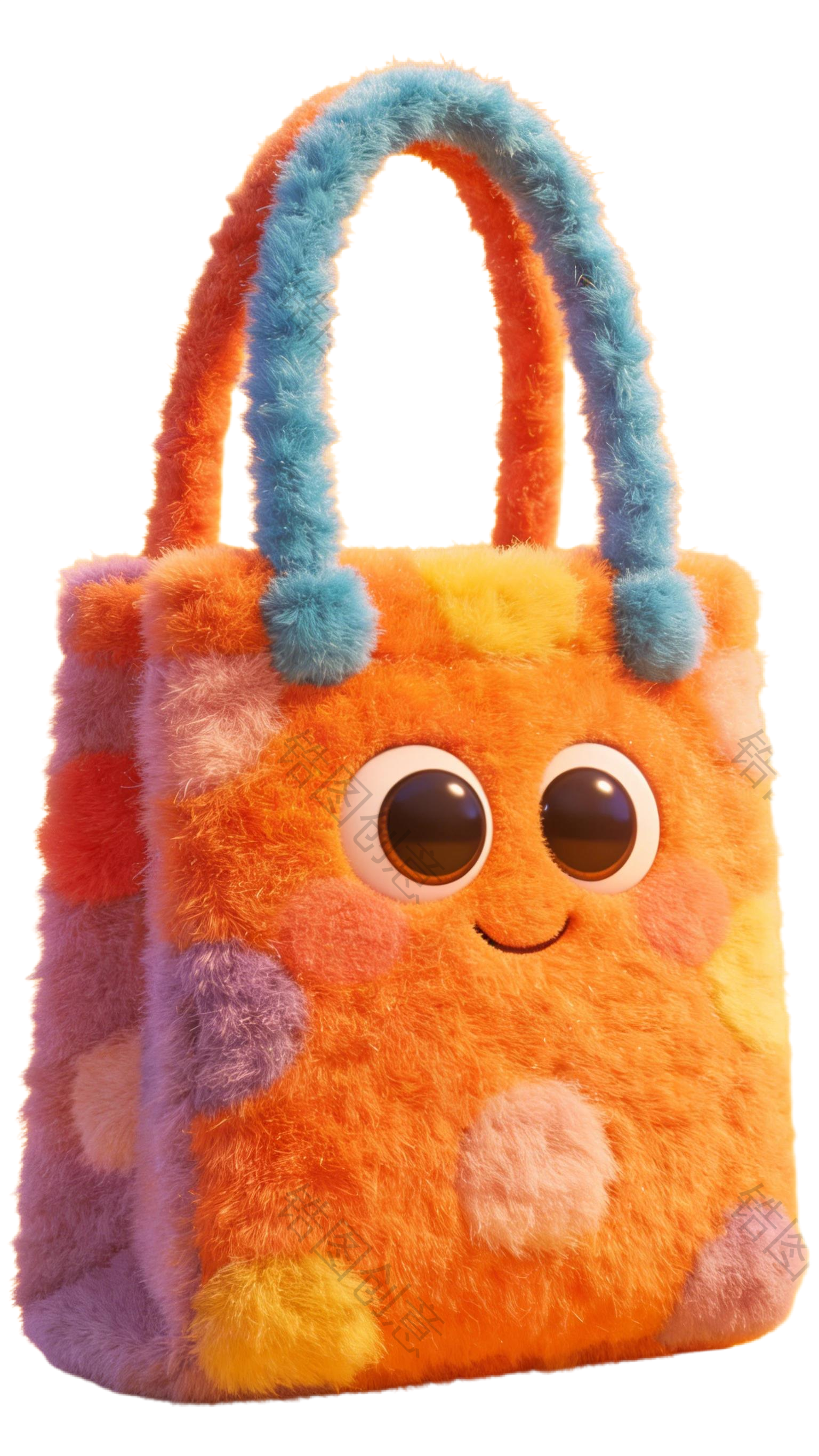 3d毛绒质感卡通手提袋元素