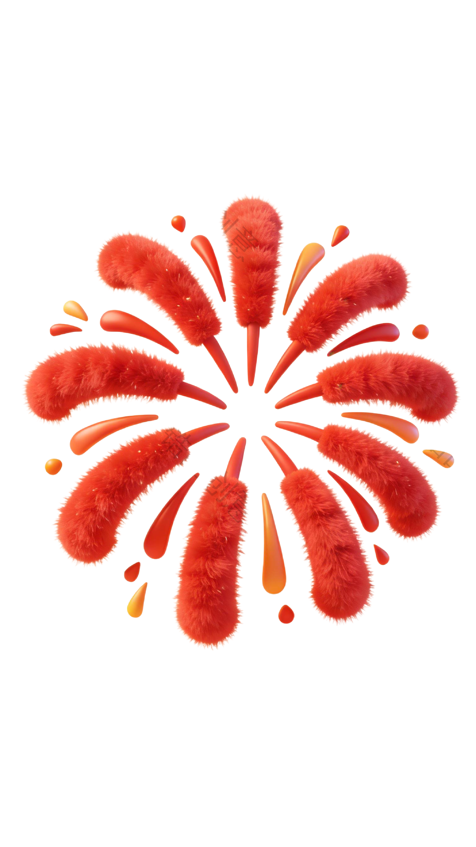 3d卡通新年毛绒质感装饰烟花元素