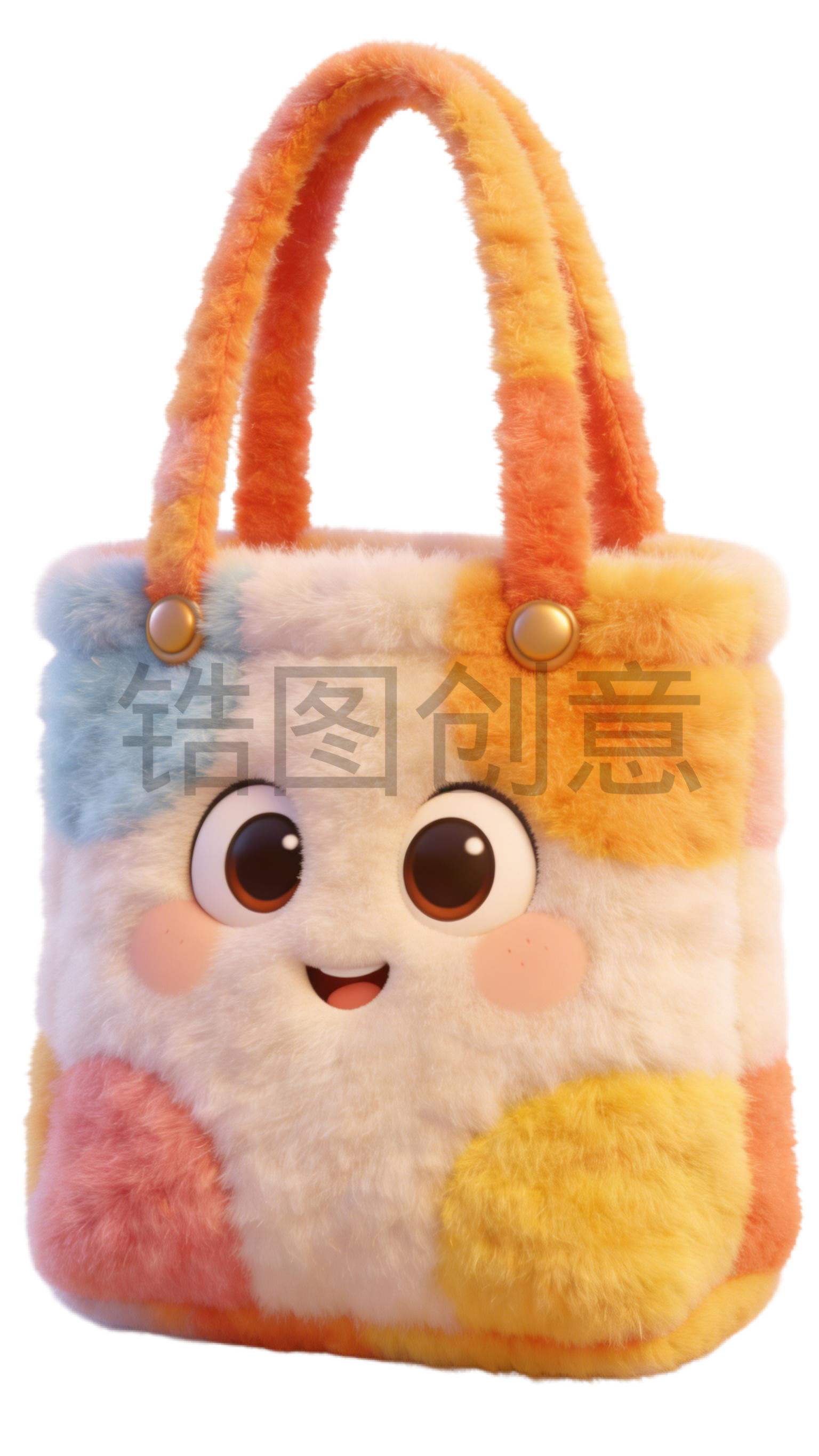 3d毛绒质感卡通促销装饰购物袋元素