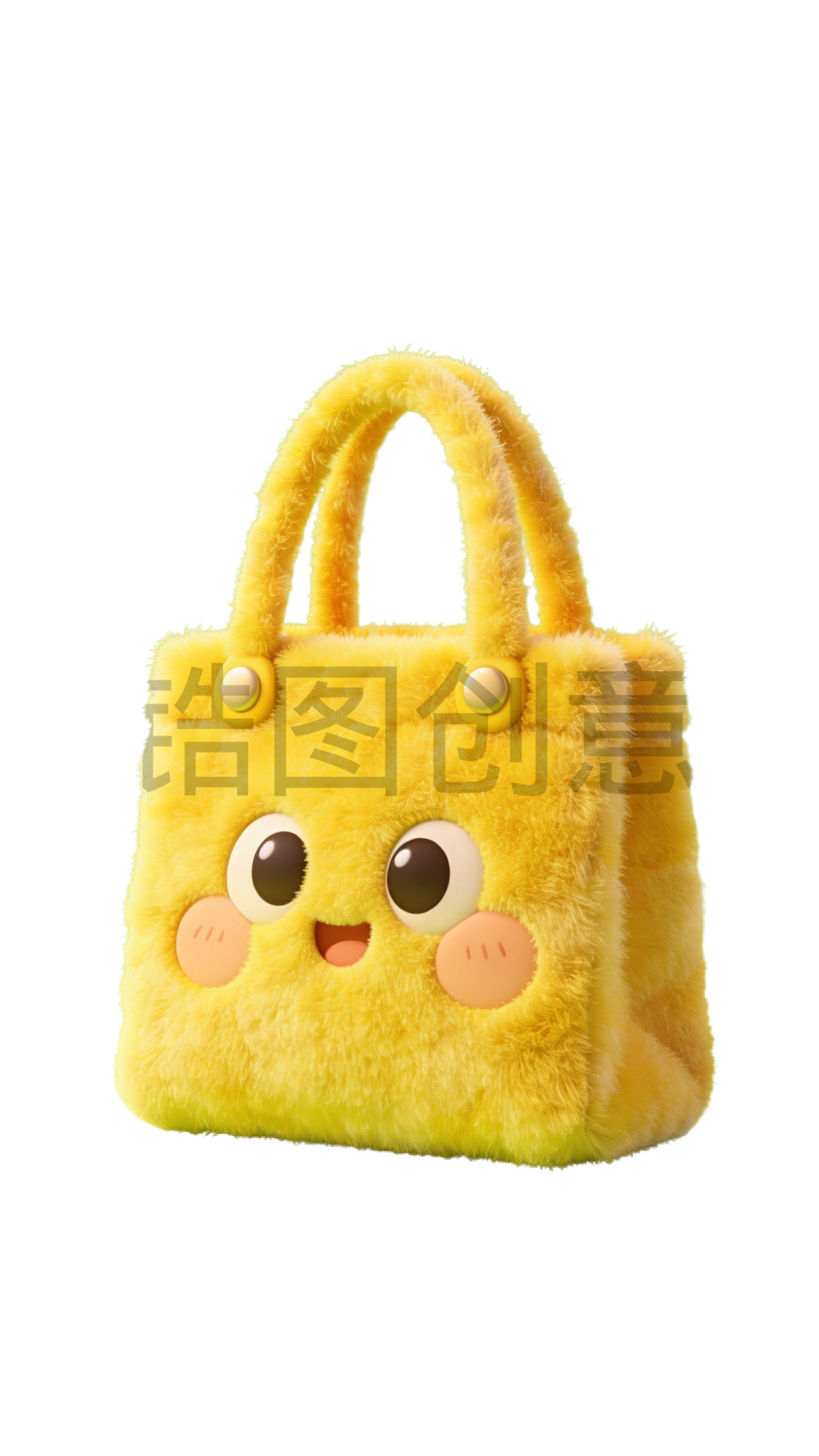 3d毛茸茸质感可爱卡通促销装饰购物袋元素