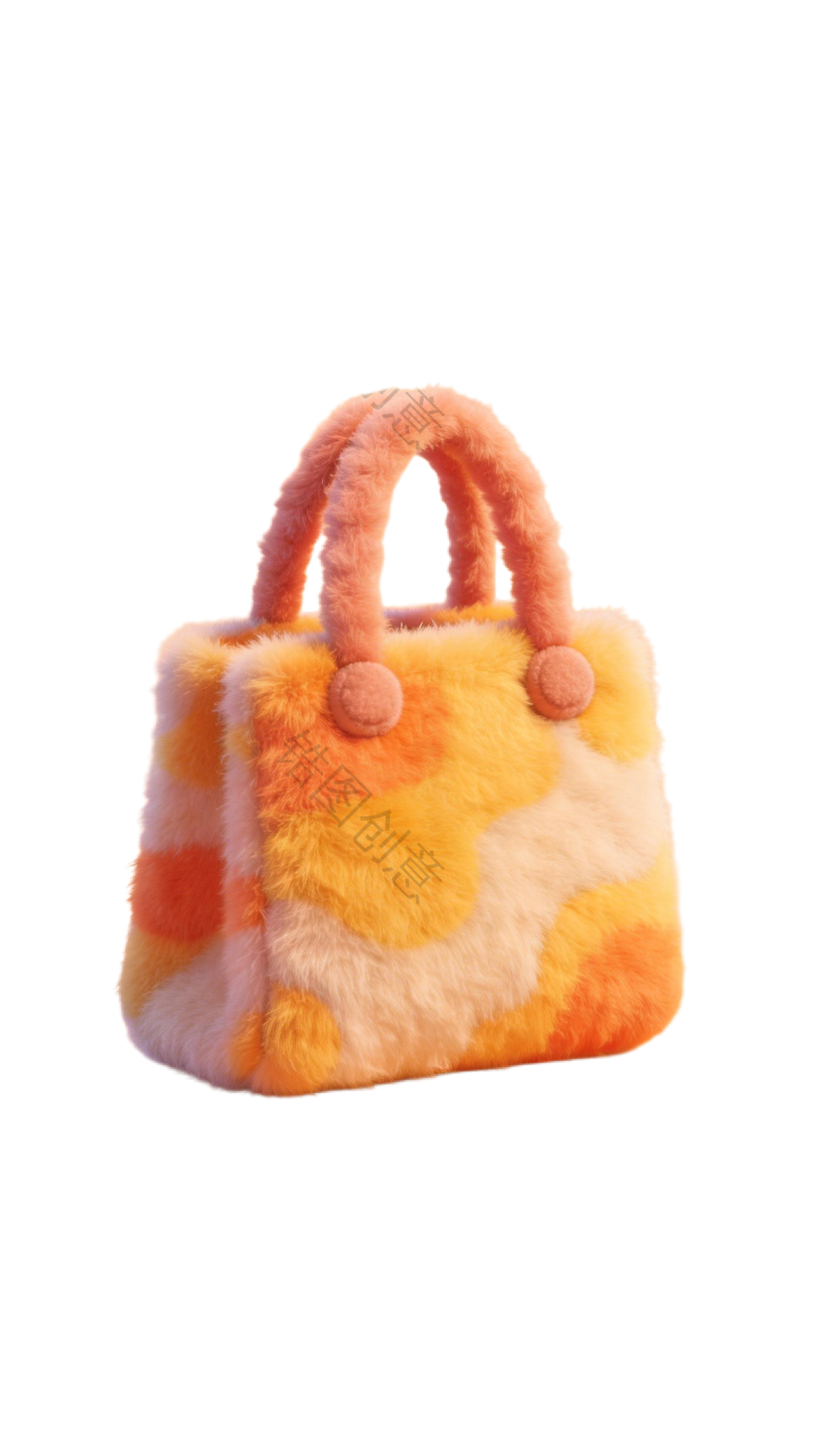 3d毛茸茸质感卡通促销装饰购物袋元素