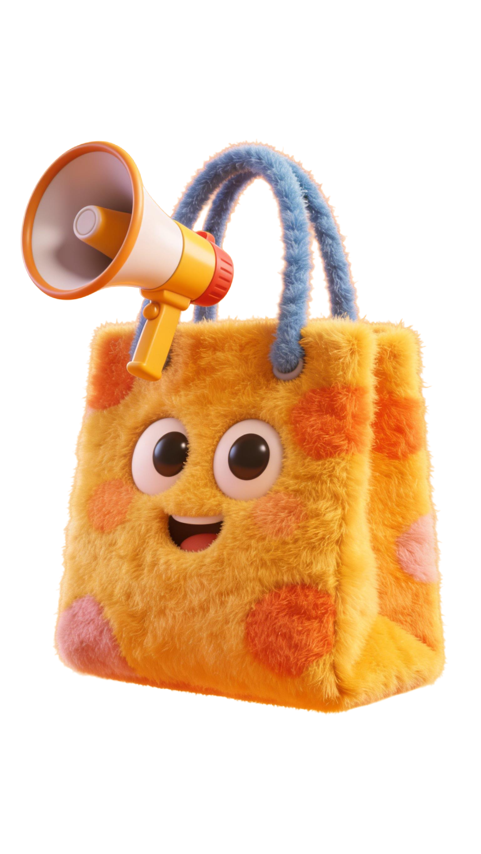 3d毛茸茸质感可爱卡通促销装饰购物袋元素