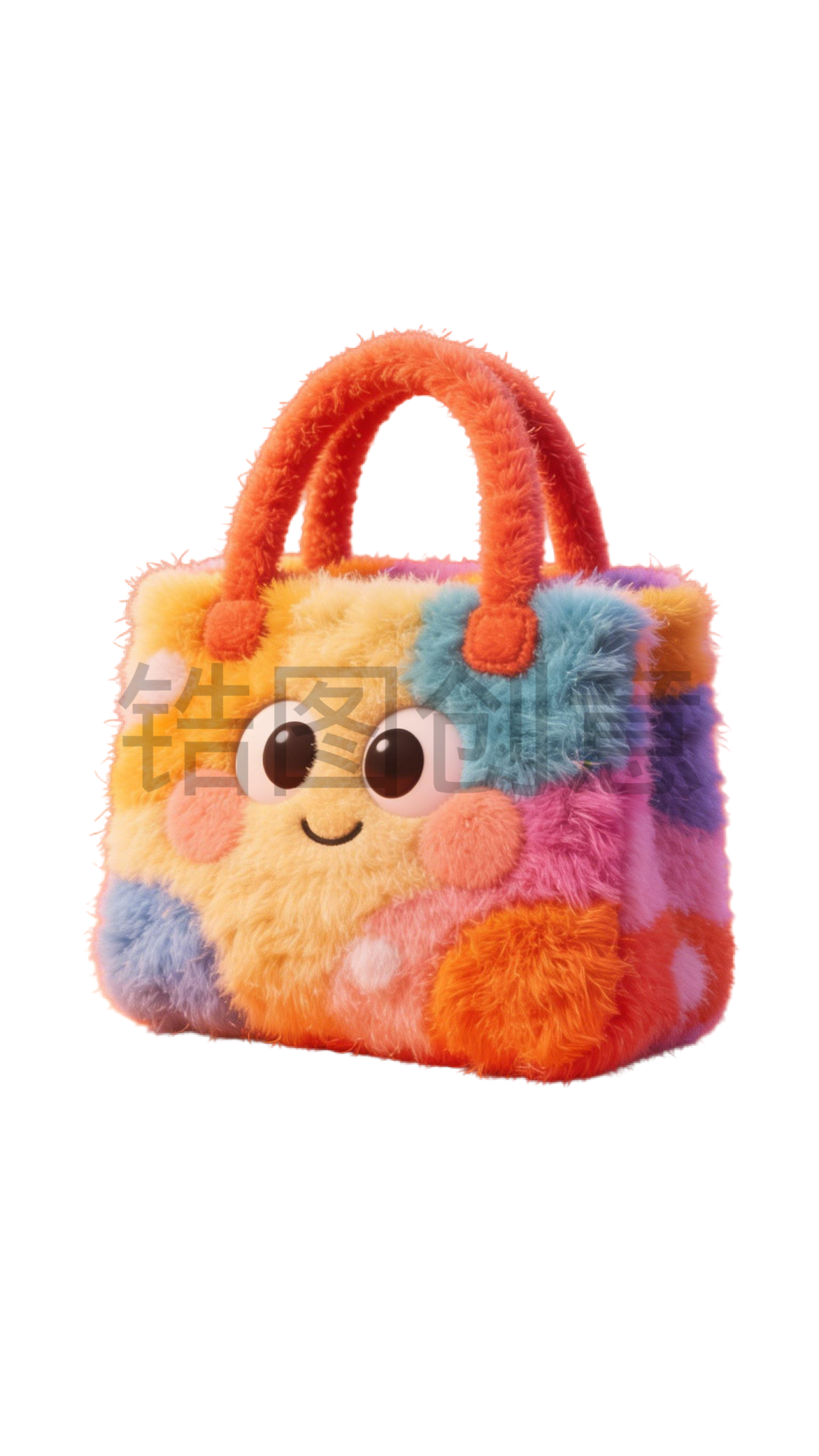 3d毛茸茸质感卡通促销装饰购物袋元素