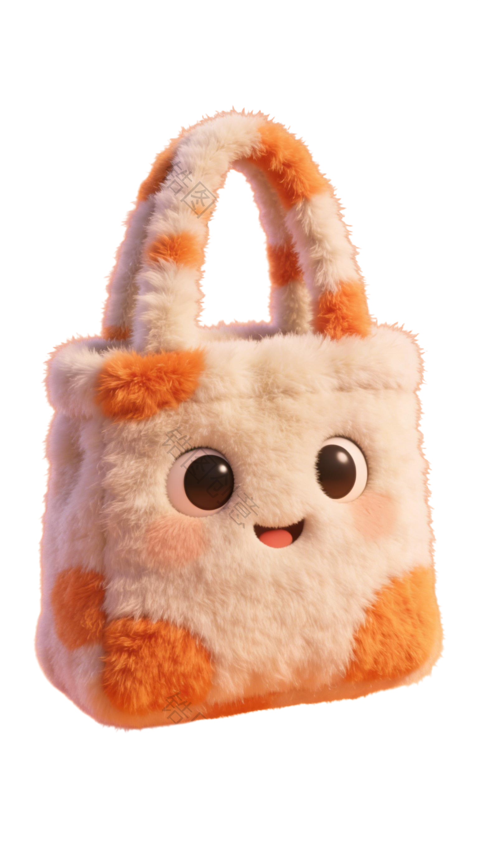 3d毛茸茸质感卡通促销装饰购物袋元素