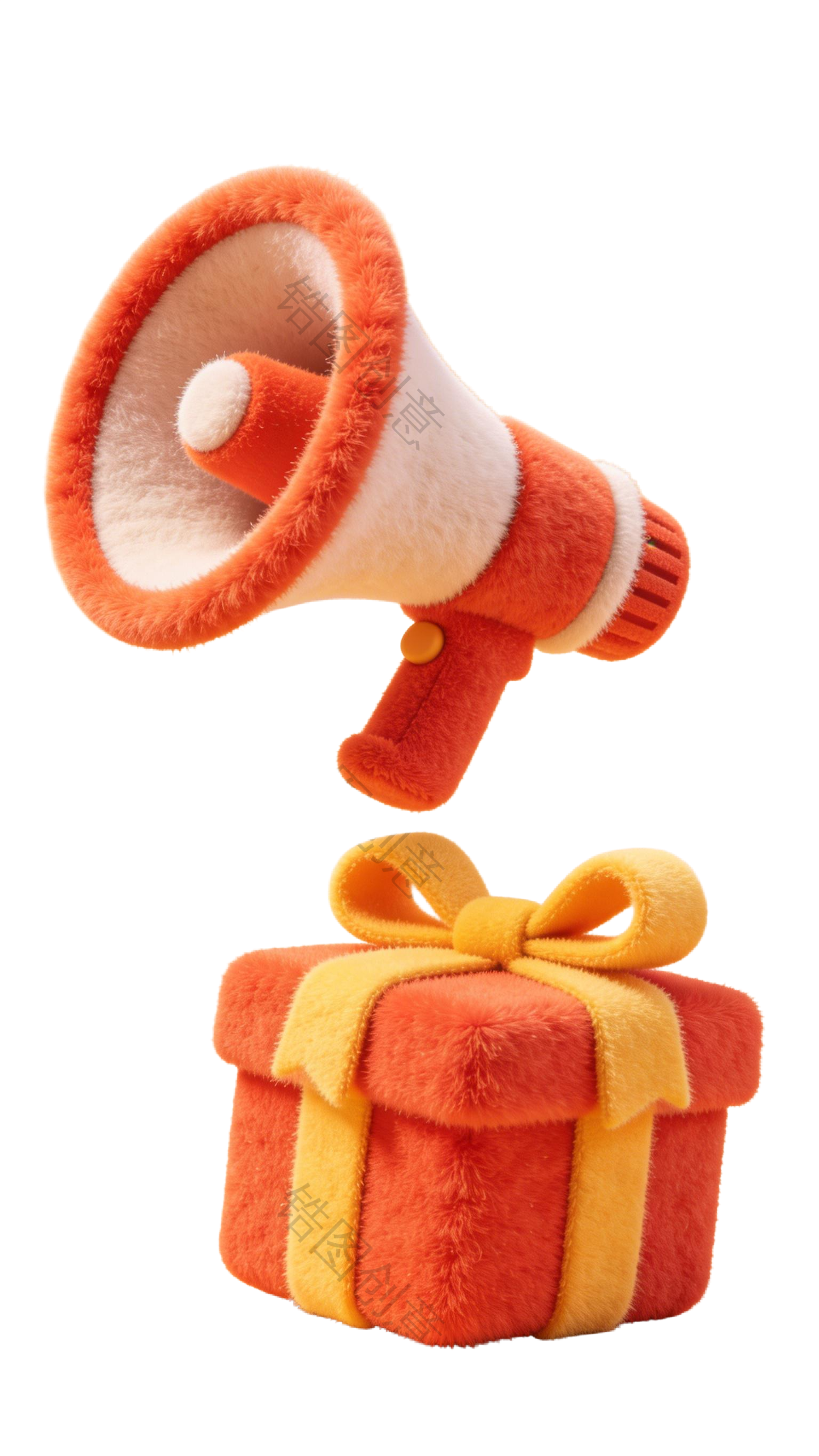 3d毛茸茸质感可爱卡通促销装饰礼盒元素