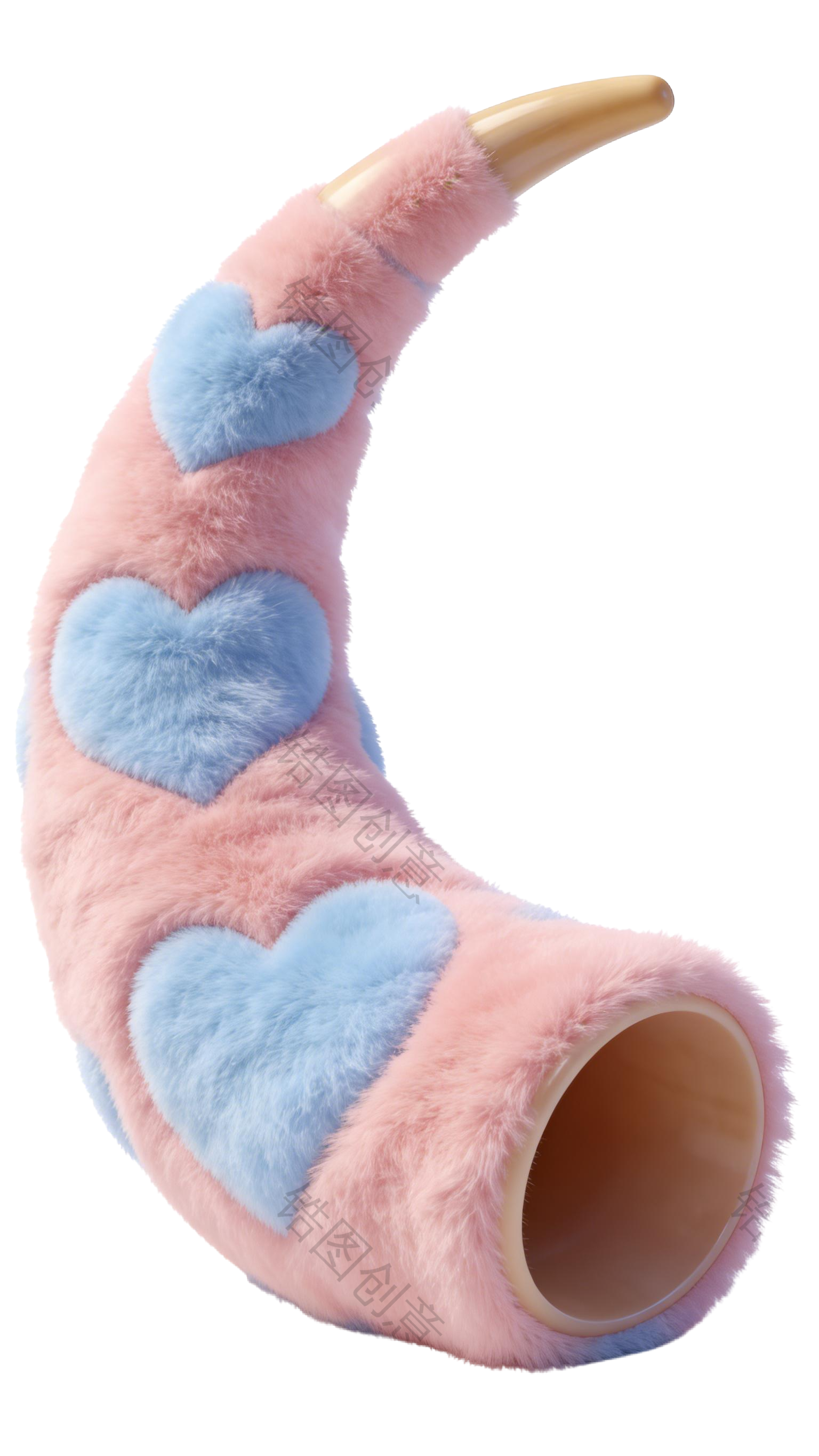 3d毛茸茸质感卡通促销装牛角元素