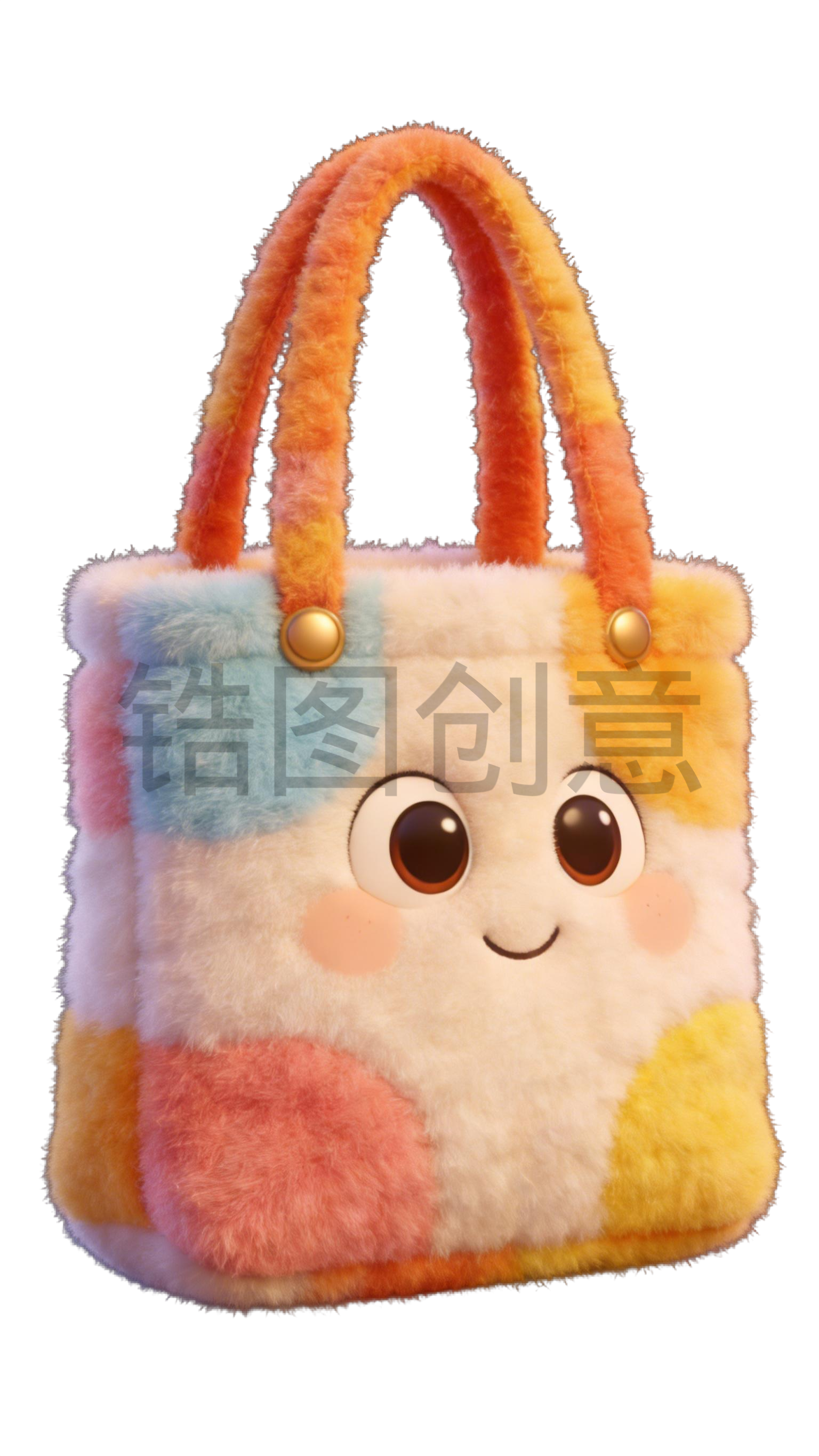 3d毛绒质感卡通促销装饰购物袋元素