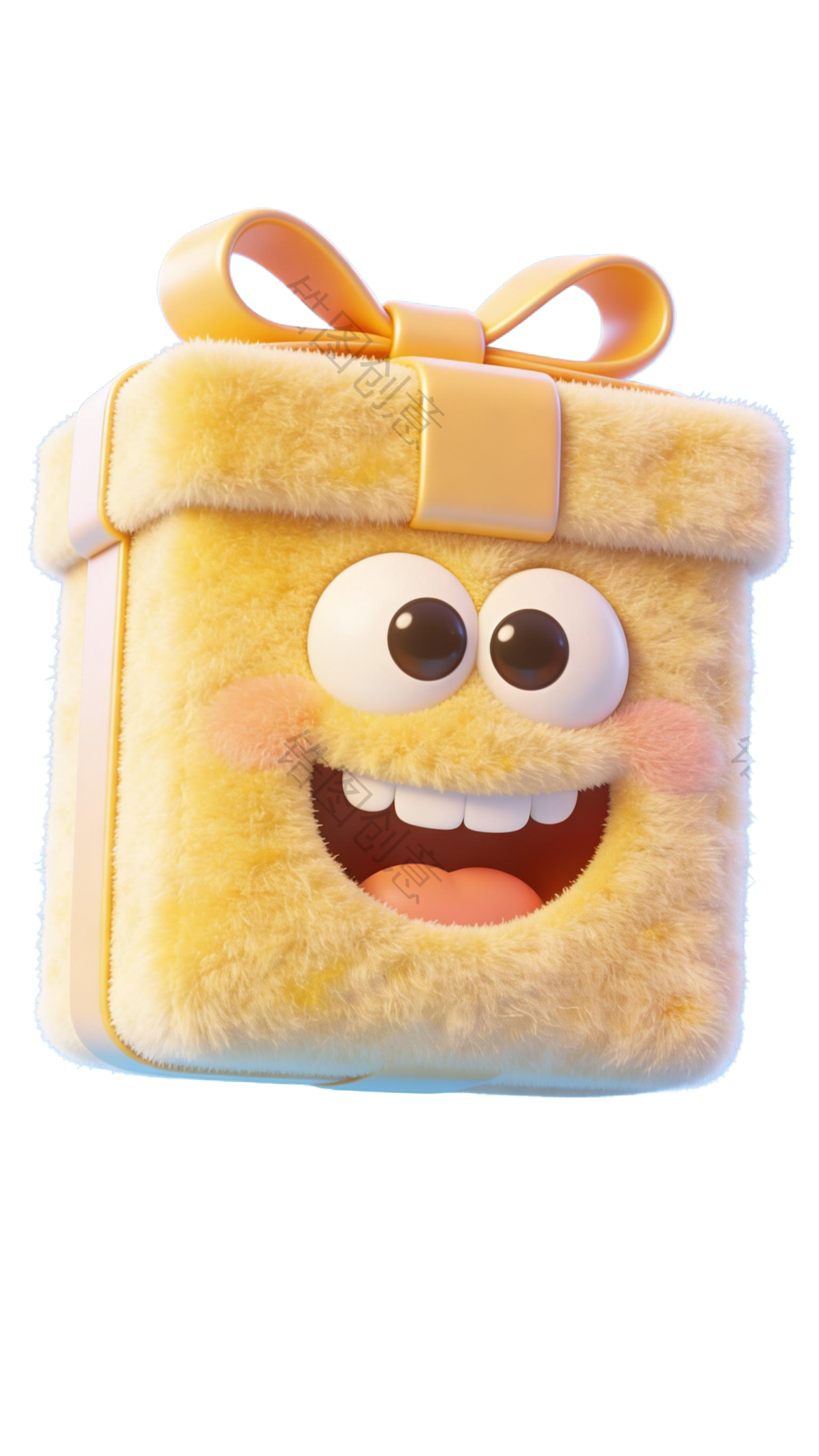 3d毛茸茸质感卡通促销装饰礼盒元素