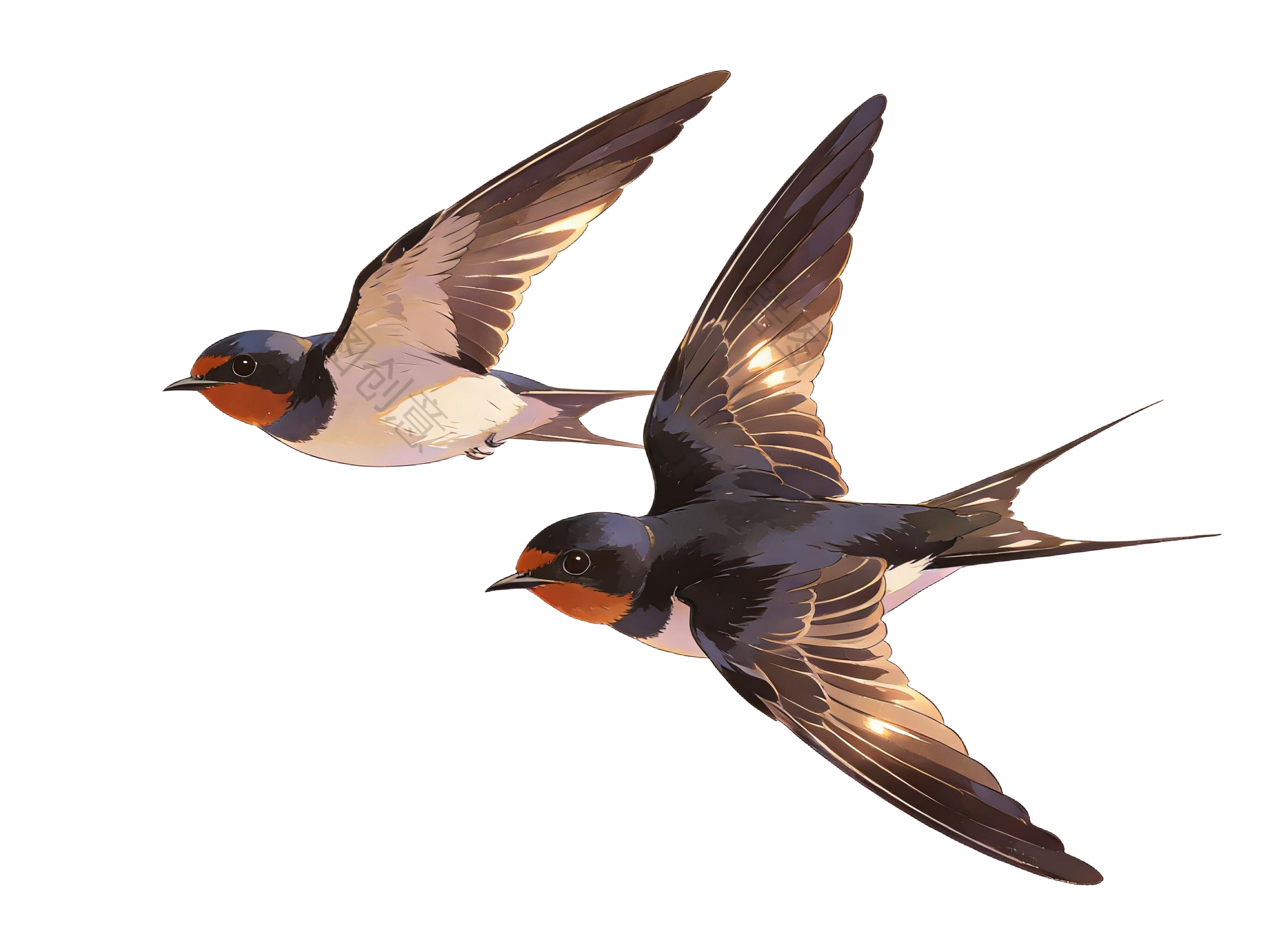 一对燕子插画元素