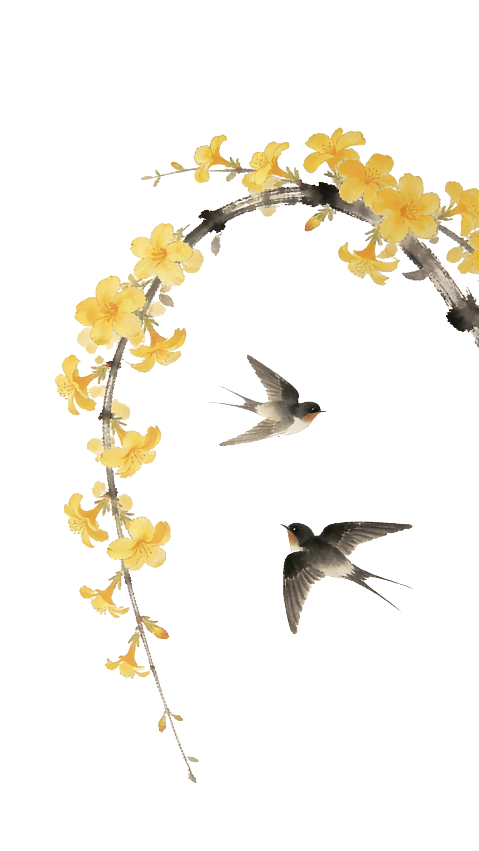 水墨燕子插画元素