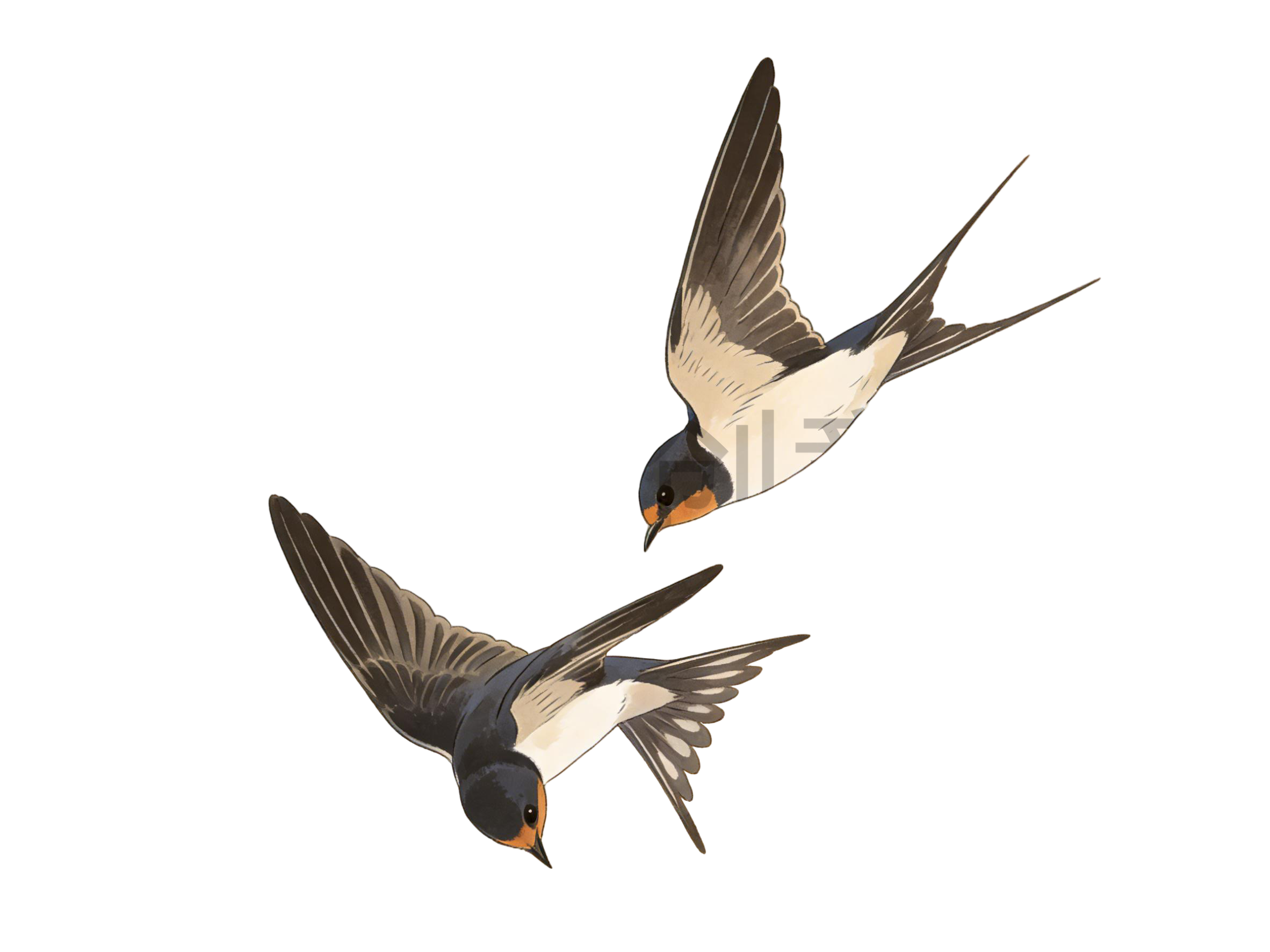 一对燕子插画元素