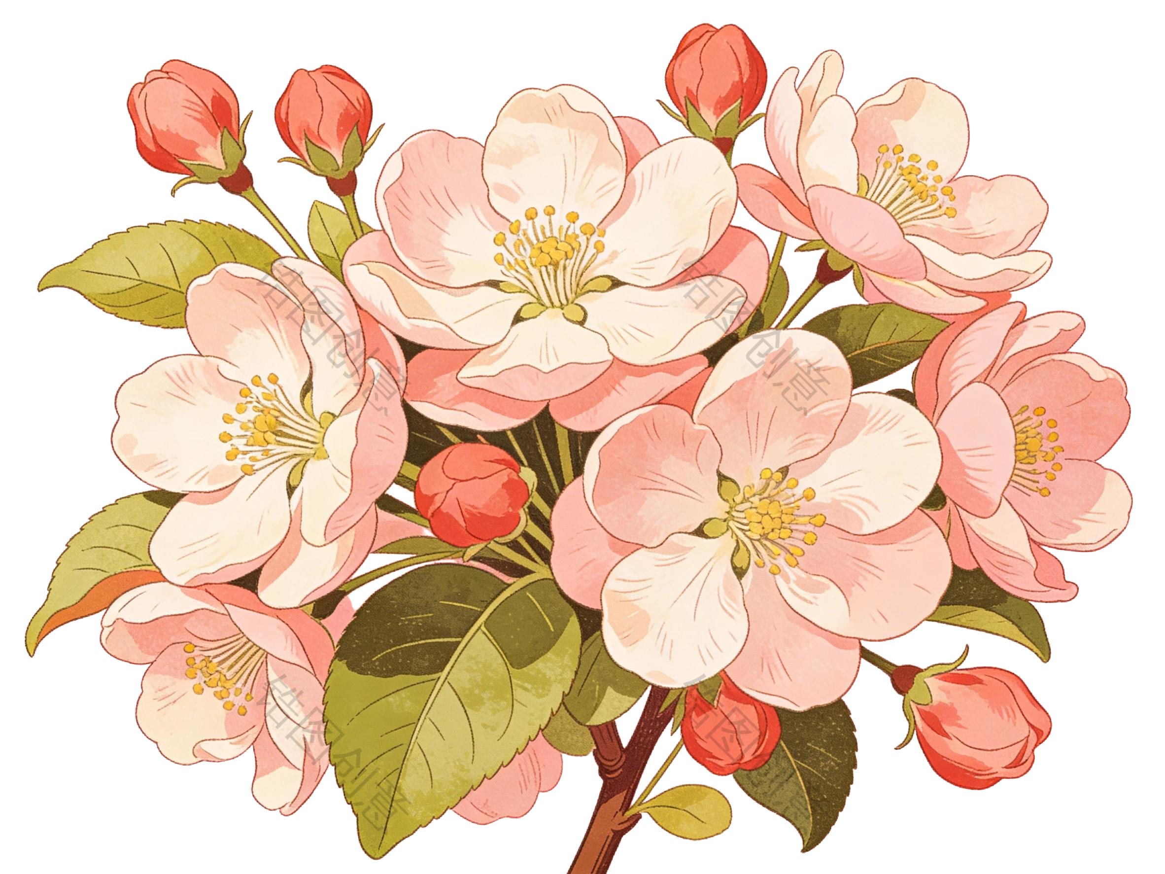 春天花卉插画元素