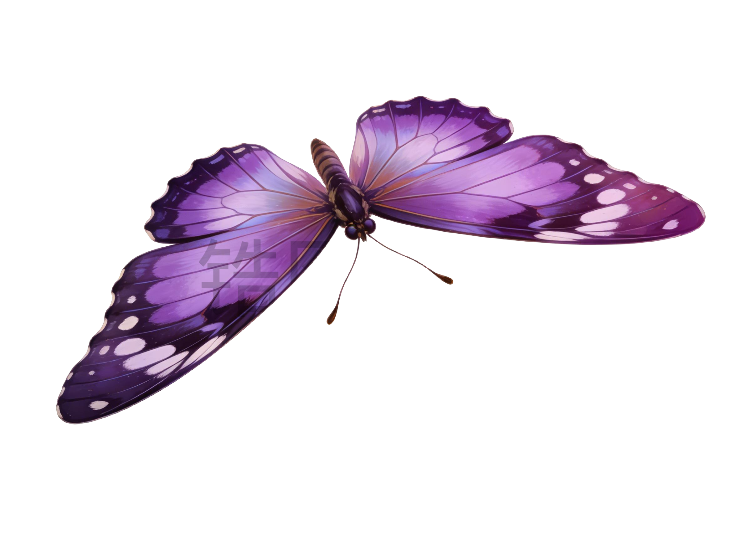 紫色蝴蝶插画元素