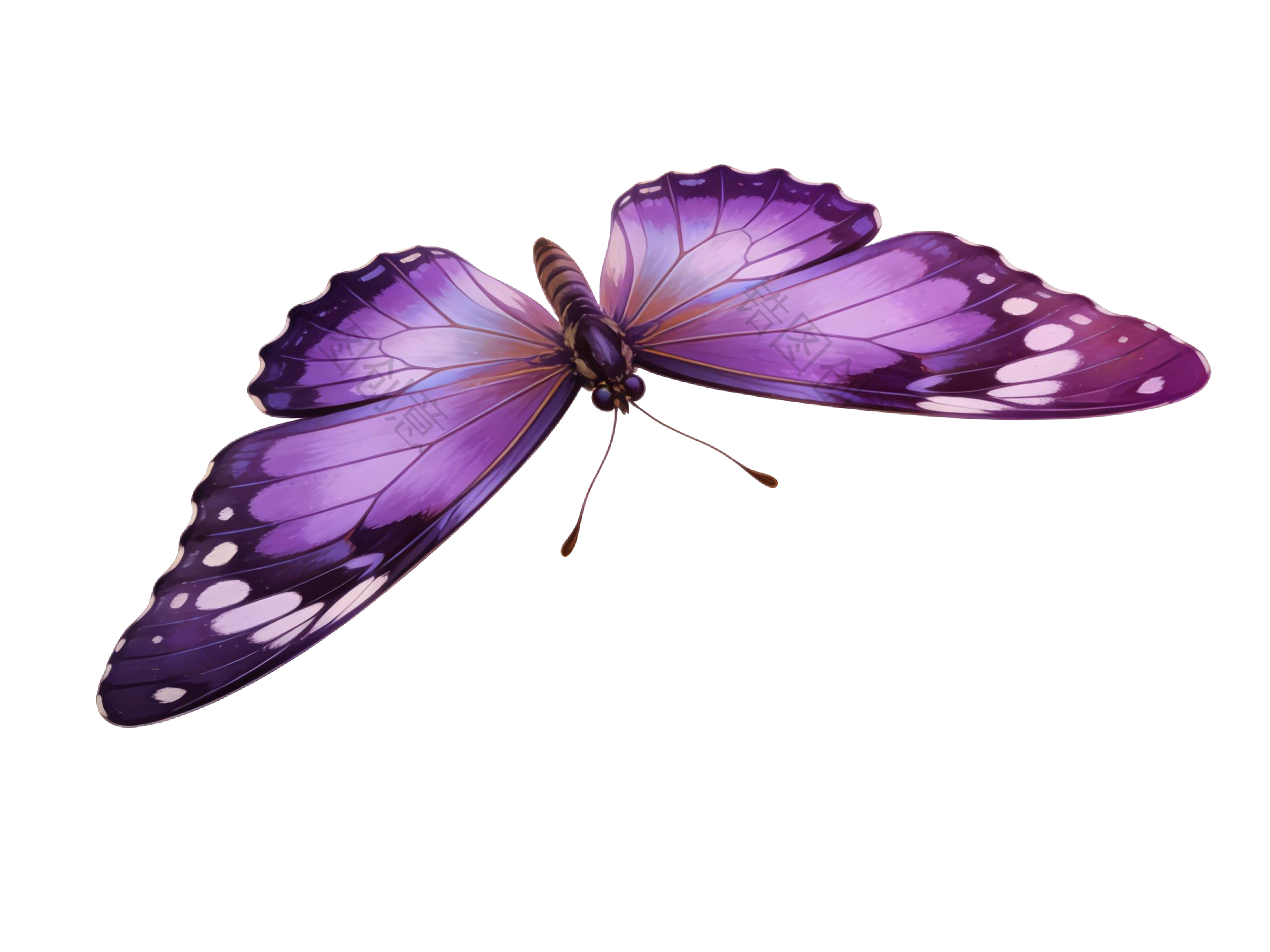 紫色蝴蝶插画元素