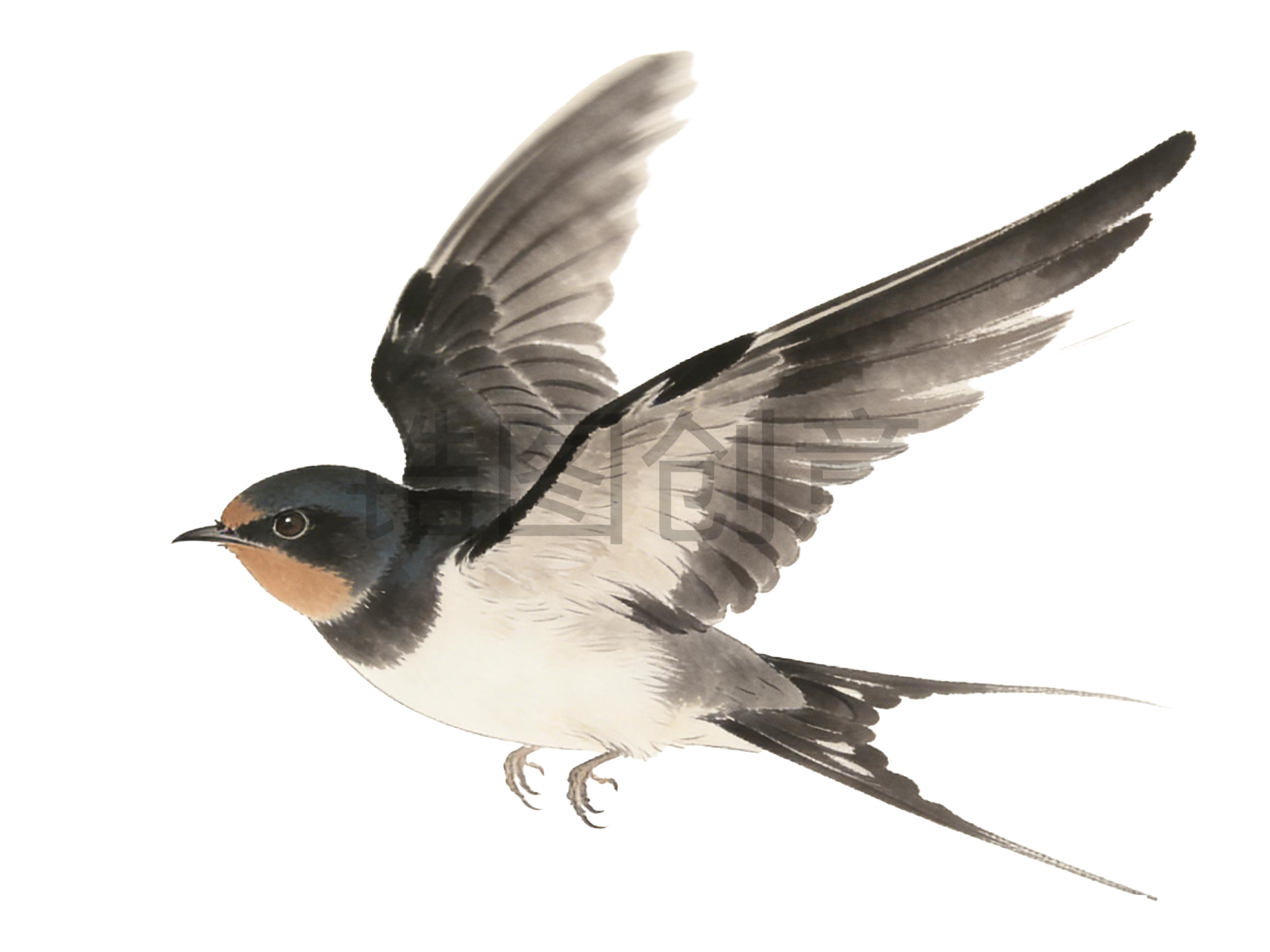 水墨国风飞行的燕子元素