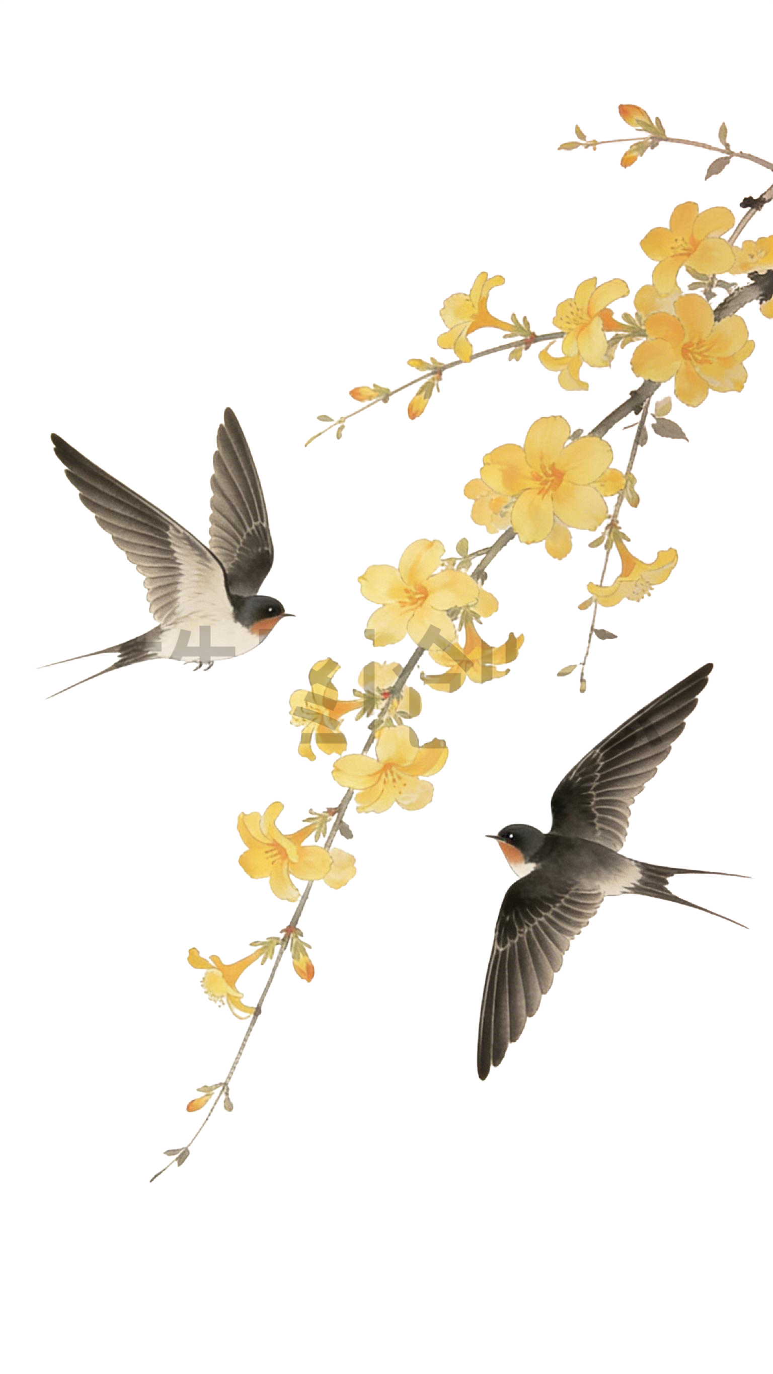 树枝上的燕子元素