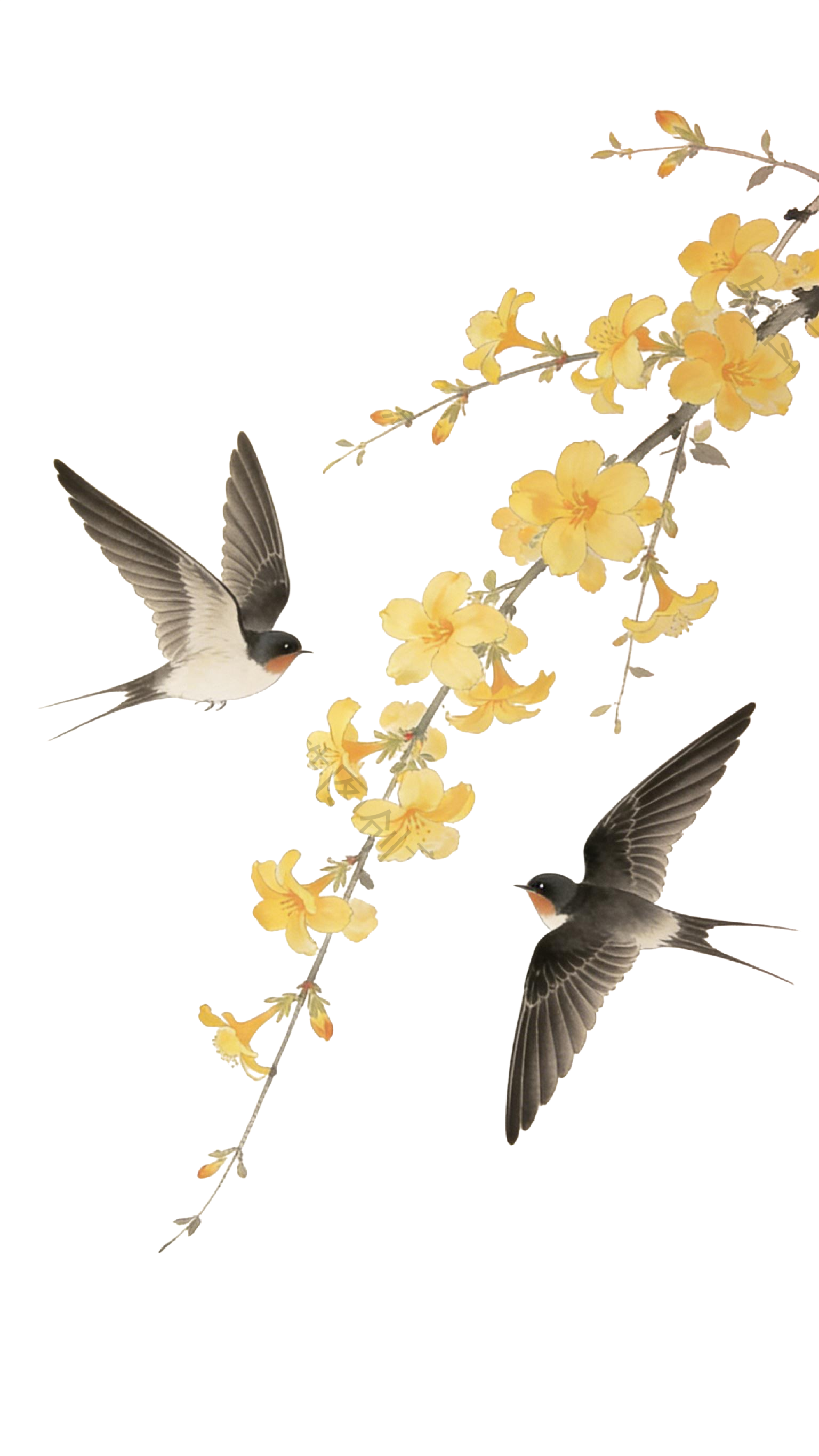 树枝上的燕子元素