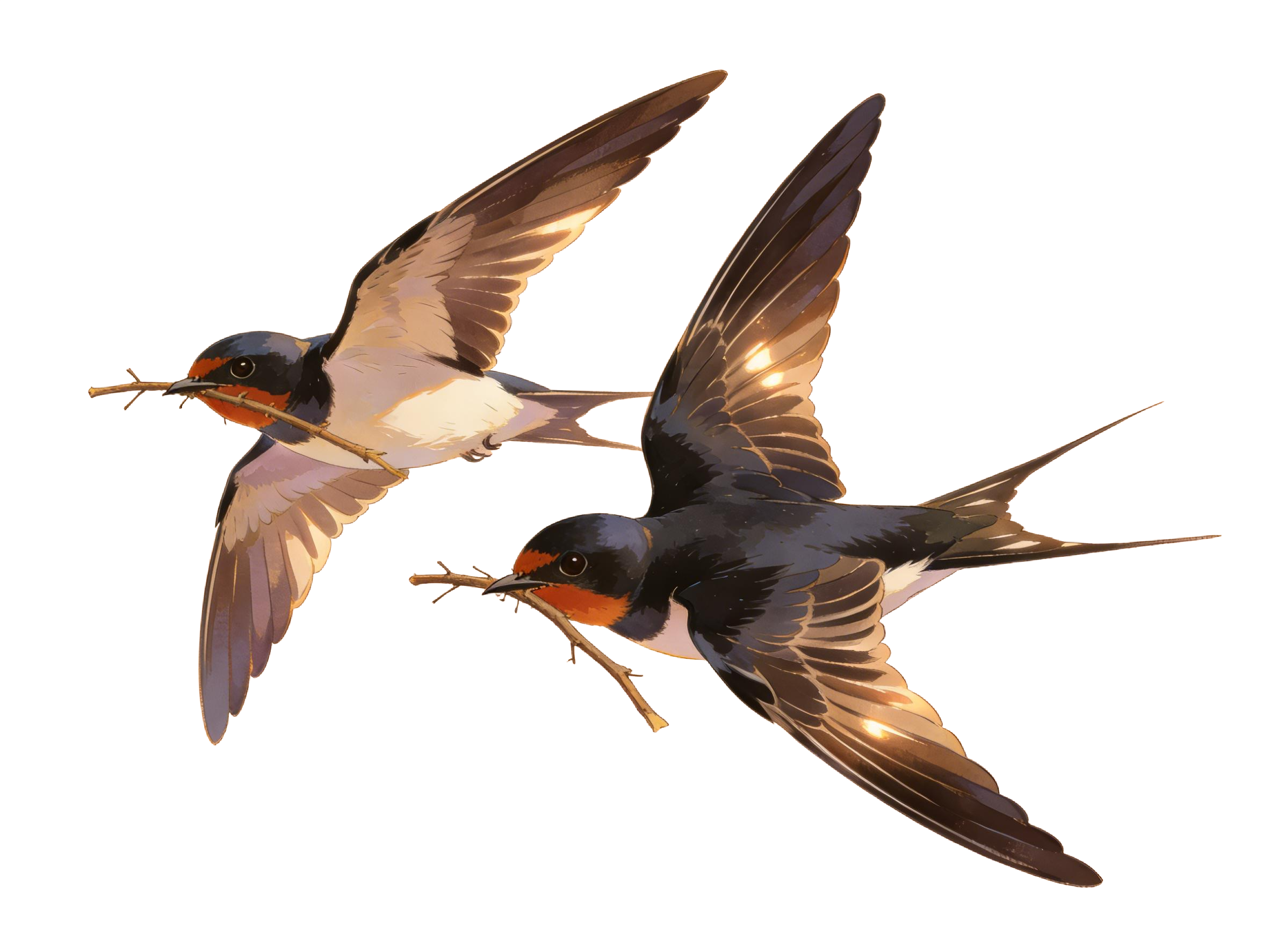 一对燕子插画元素