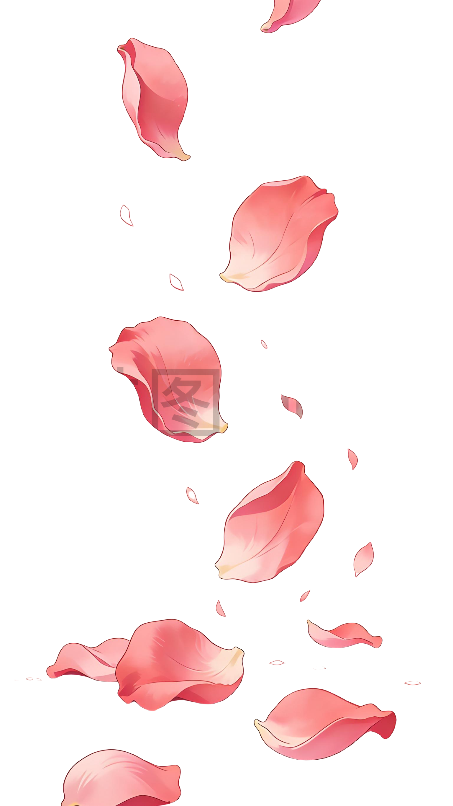 飘落的玫瑰花瓣插画元素