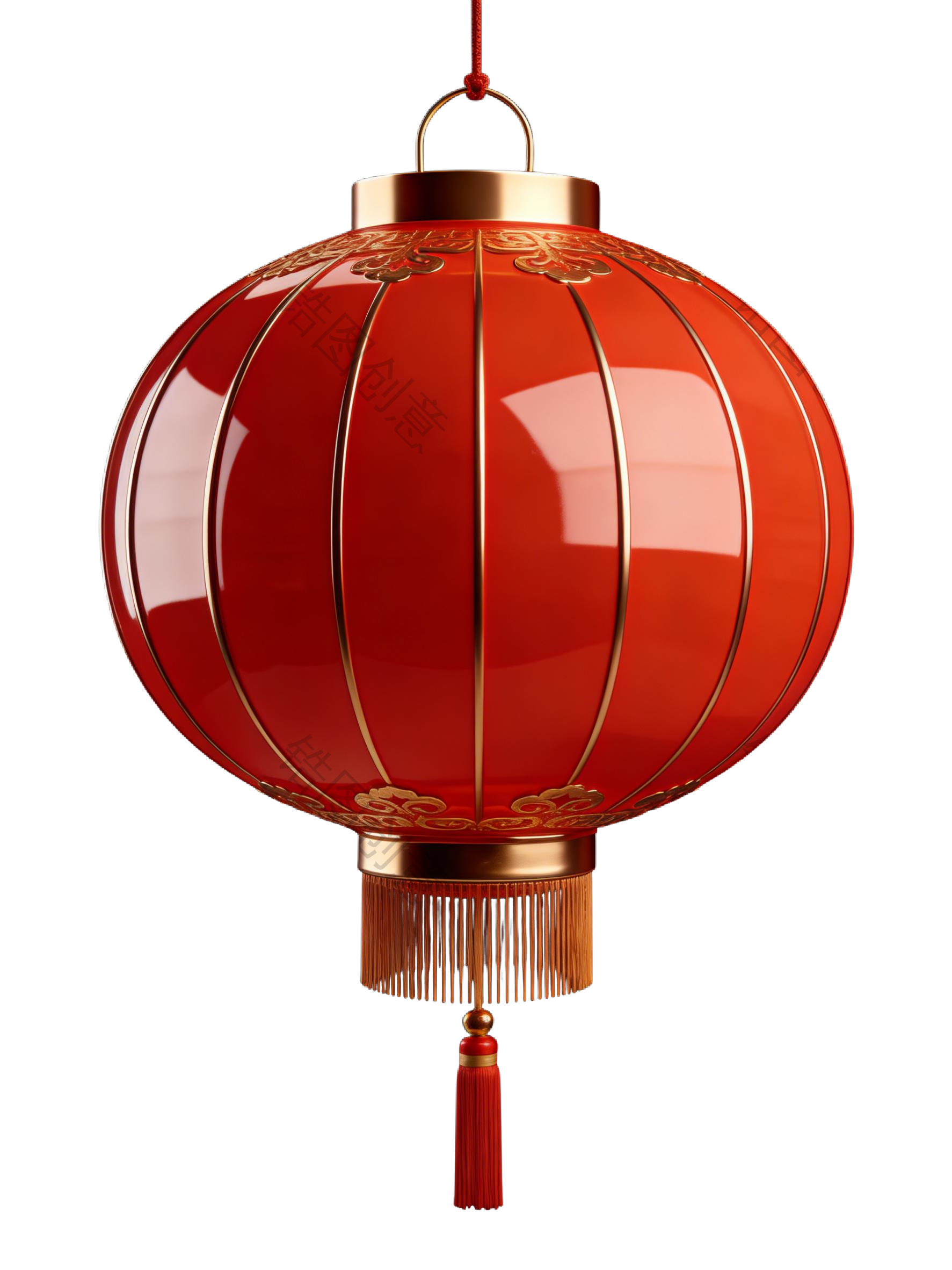 3d红色新年圆形灯笼