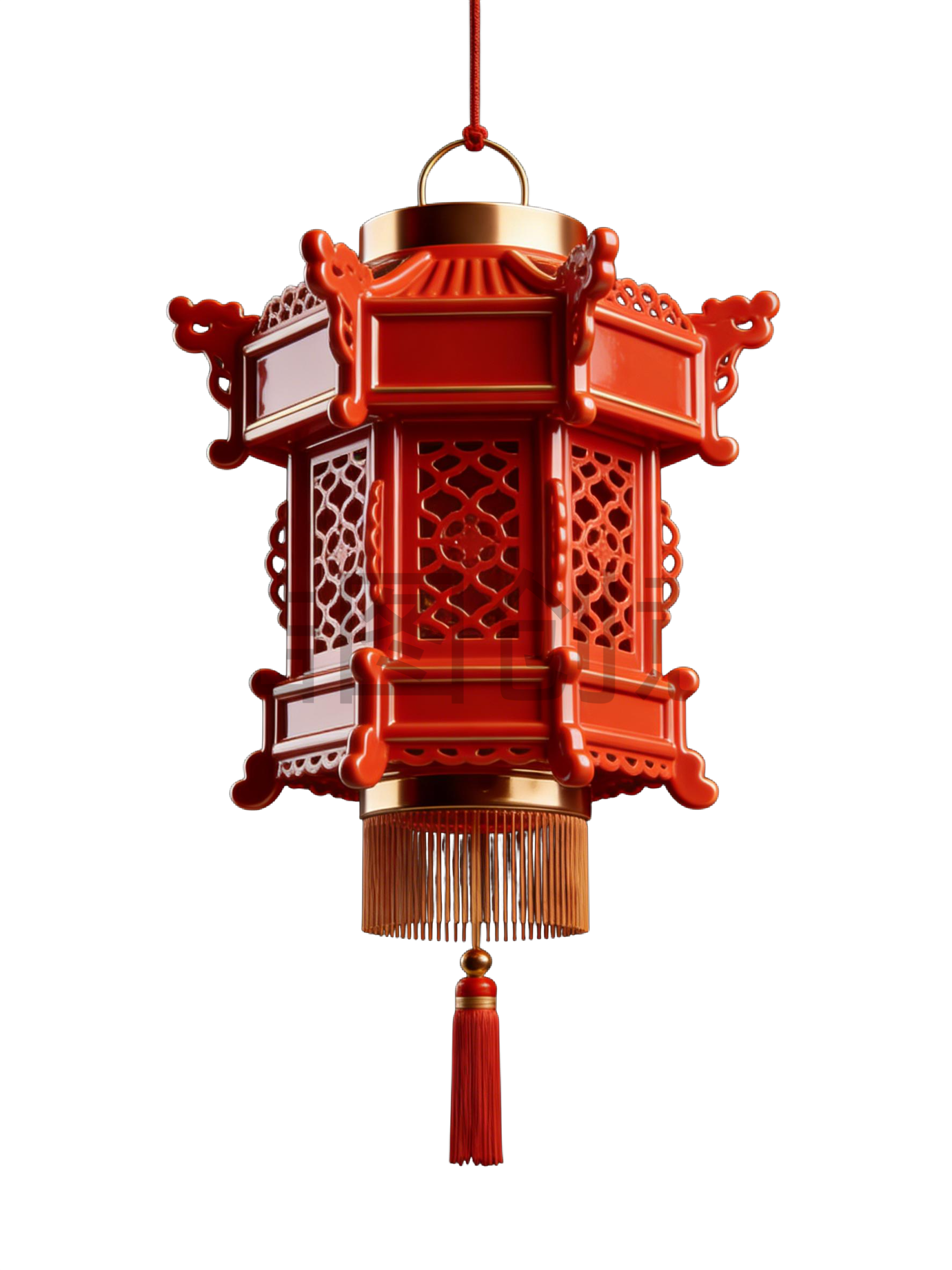 3d红色新年灯笼