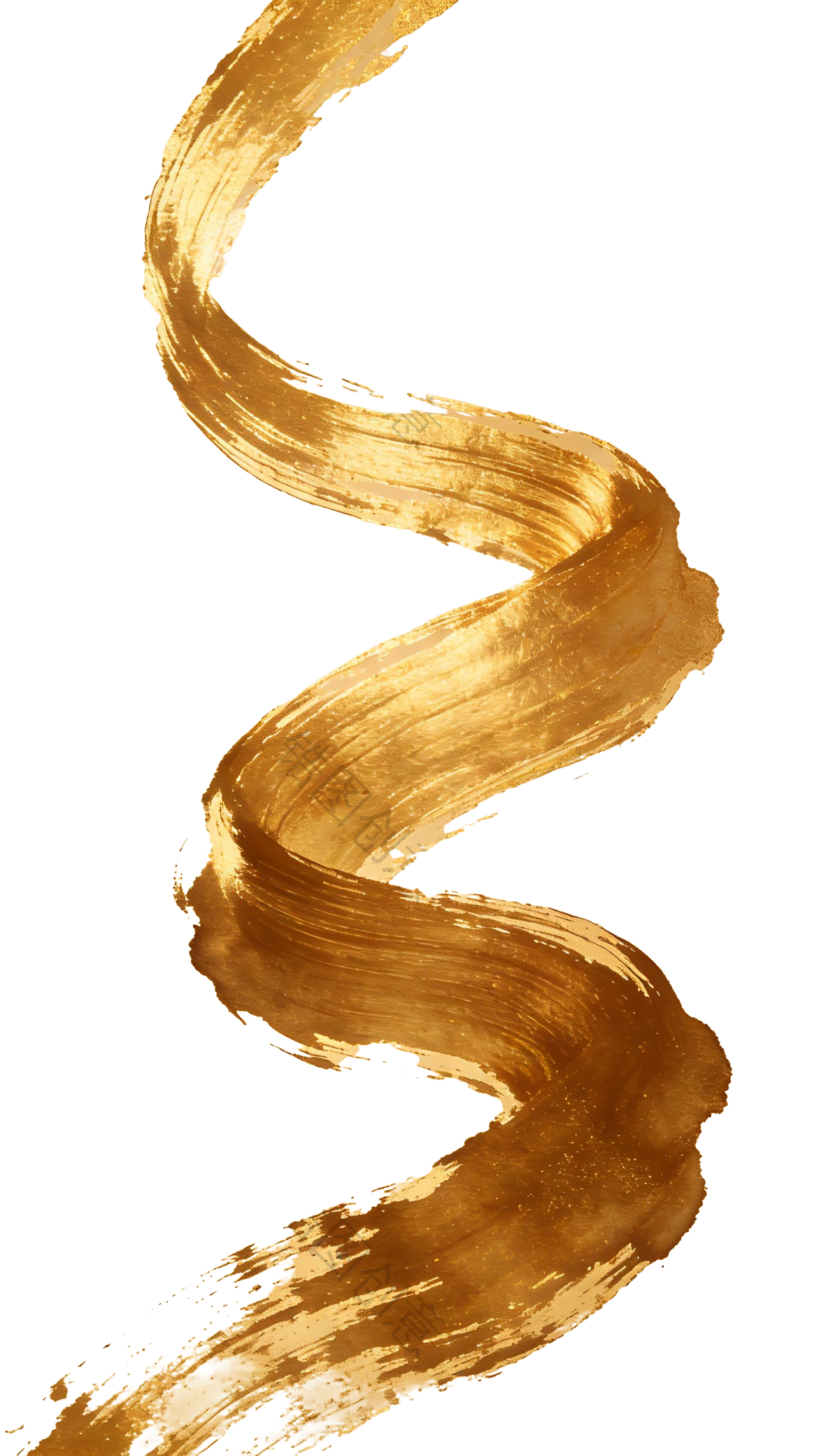 金色毛笔笔触笔画元素