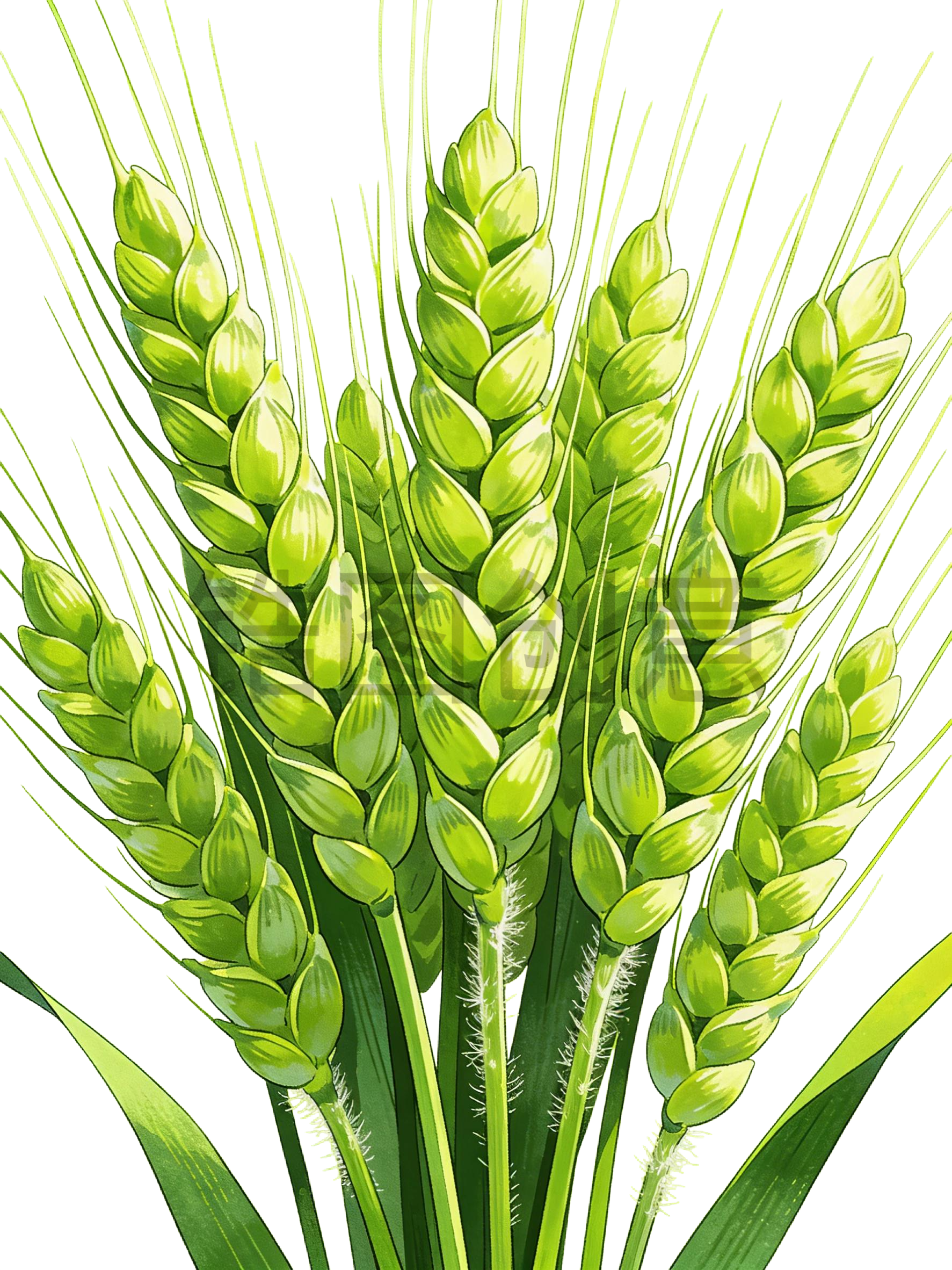 绿色麦穗插画元素