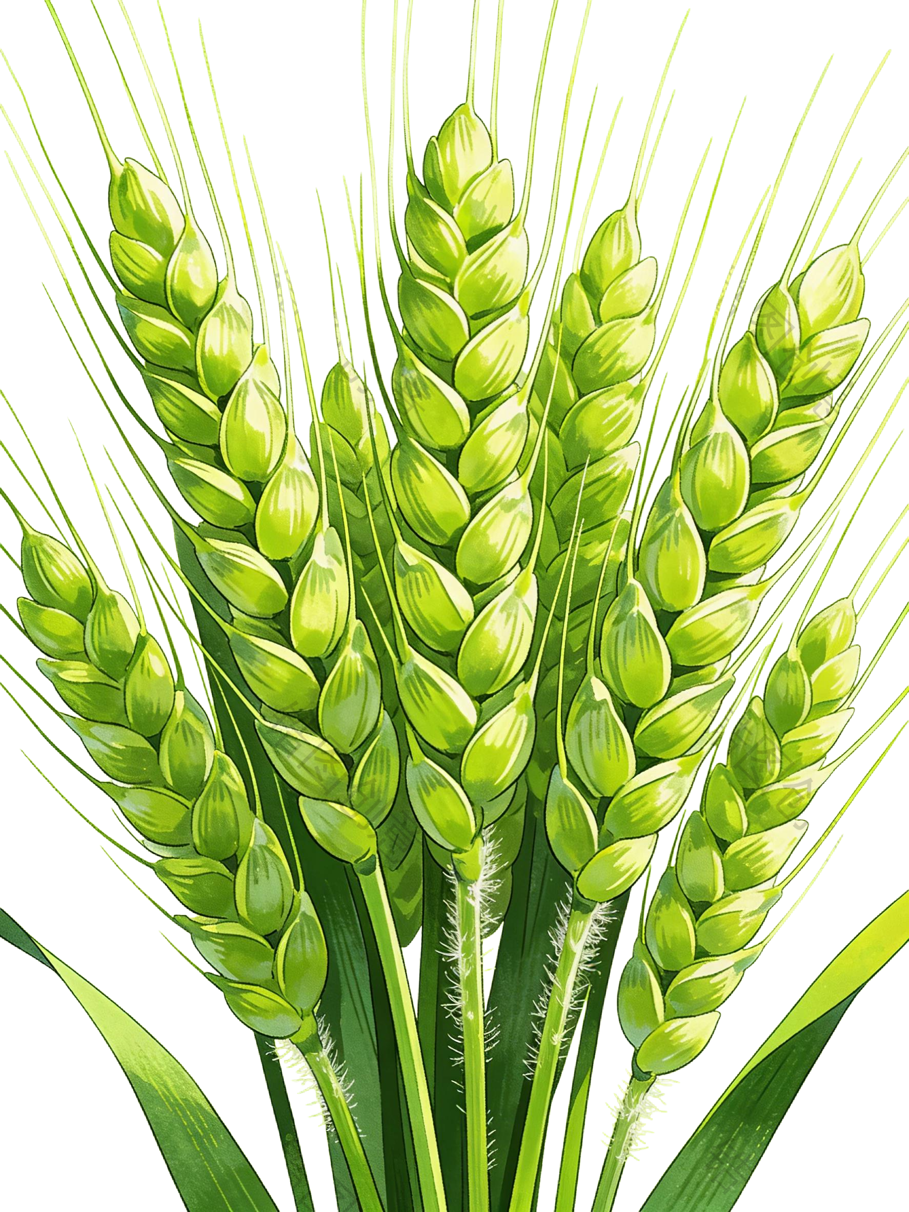 绿色麦穗插画元素