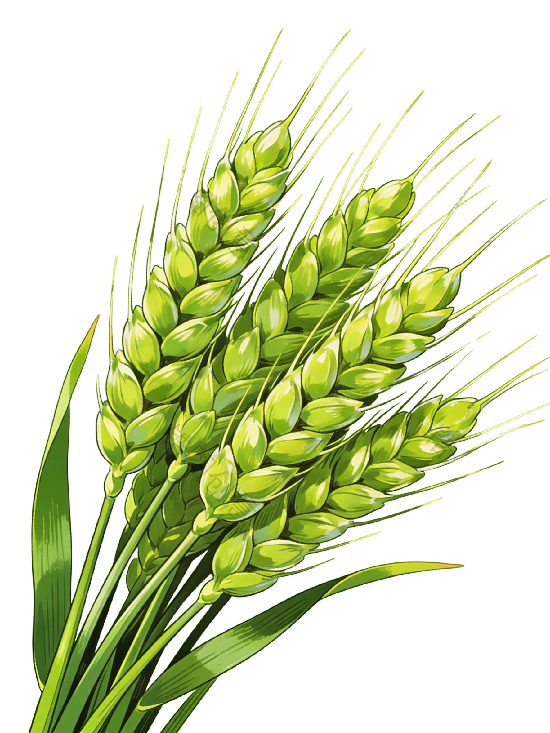 绿色麦穗插画元素