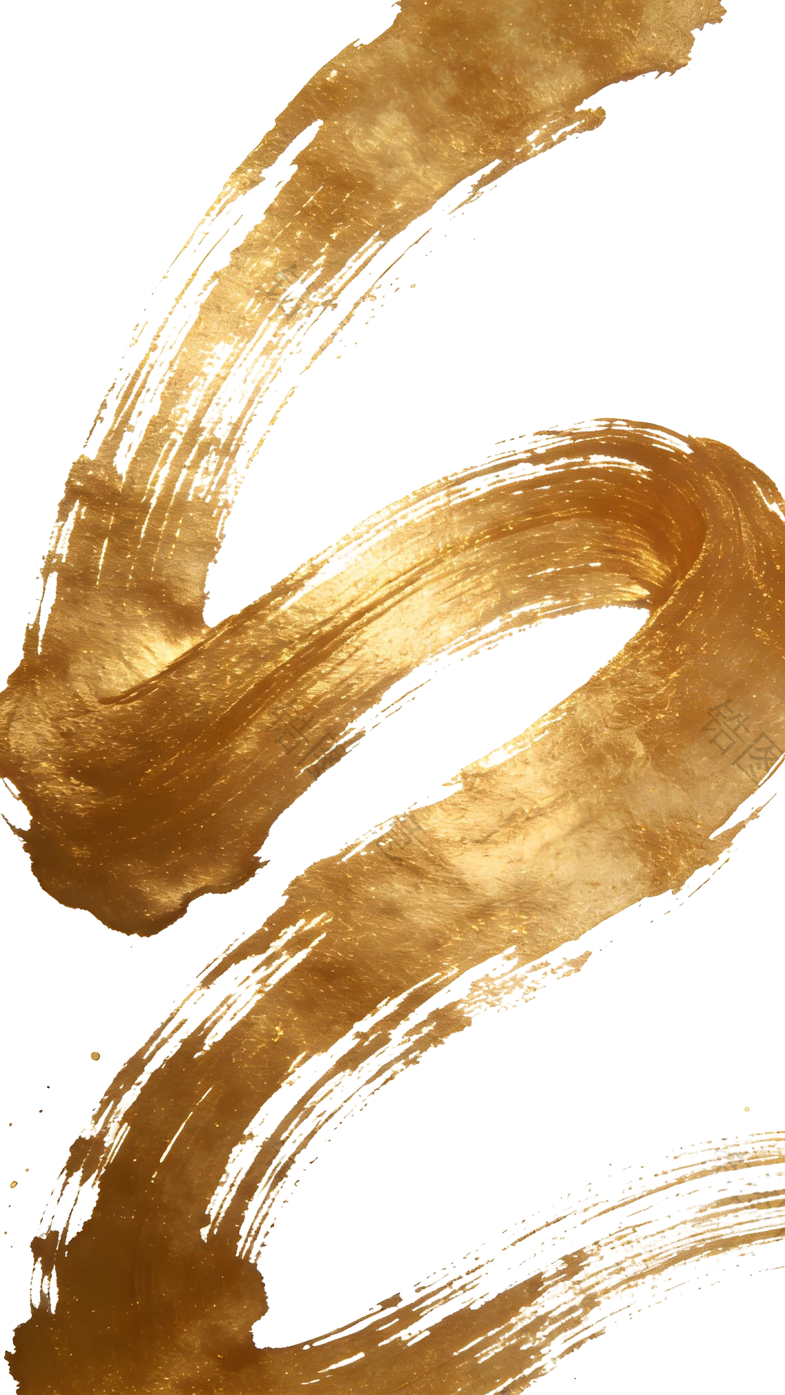 金色毛笔笔触笔画元素