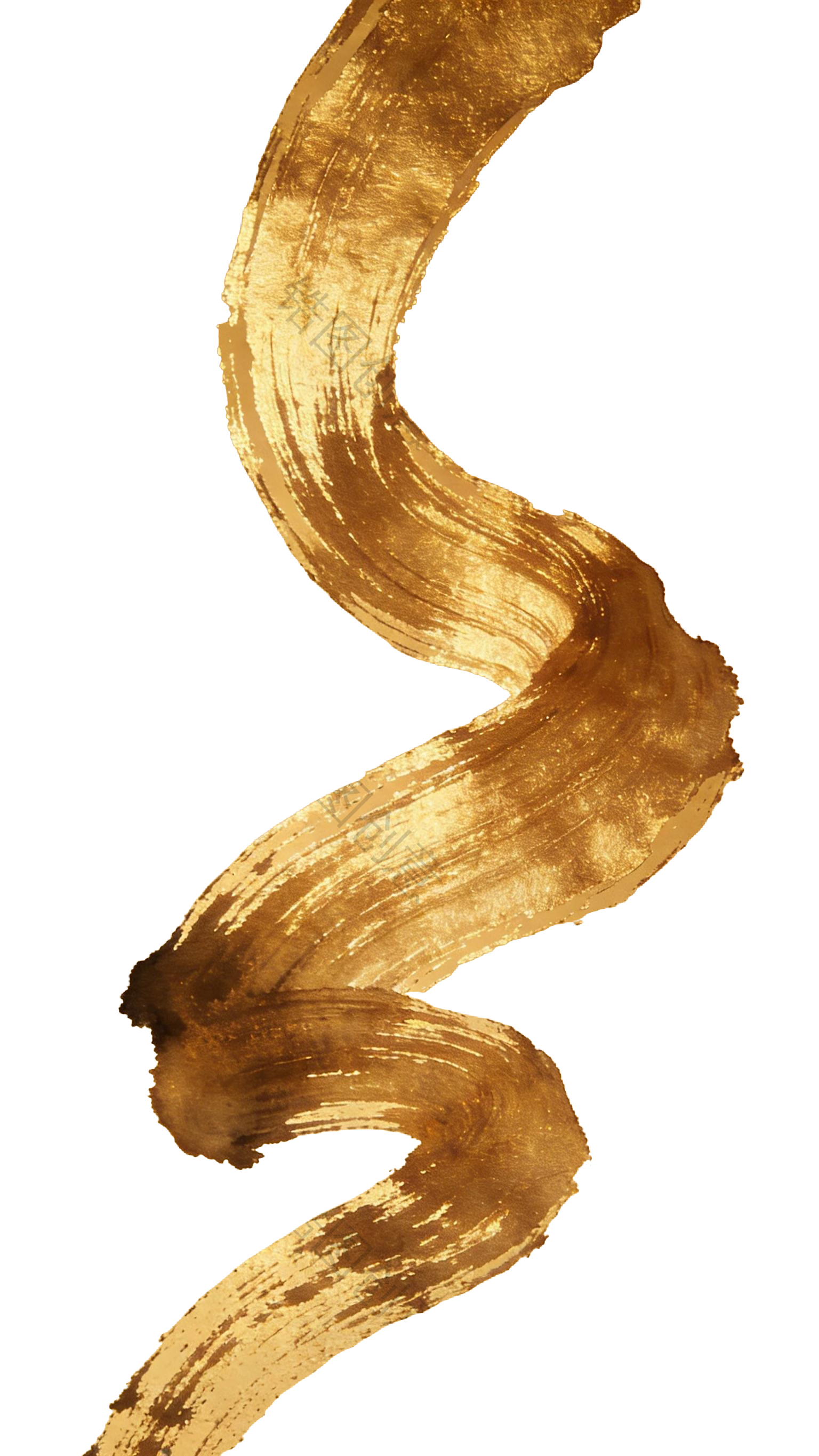 金色毛笔笔触笔画元素