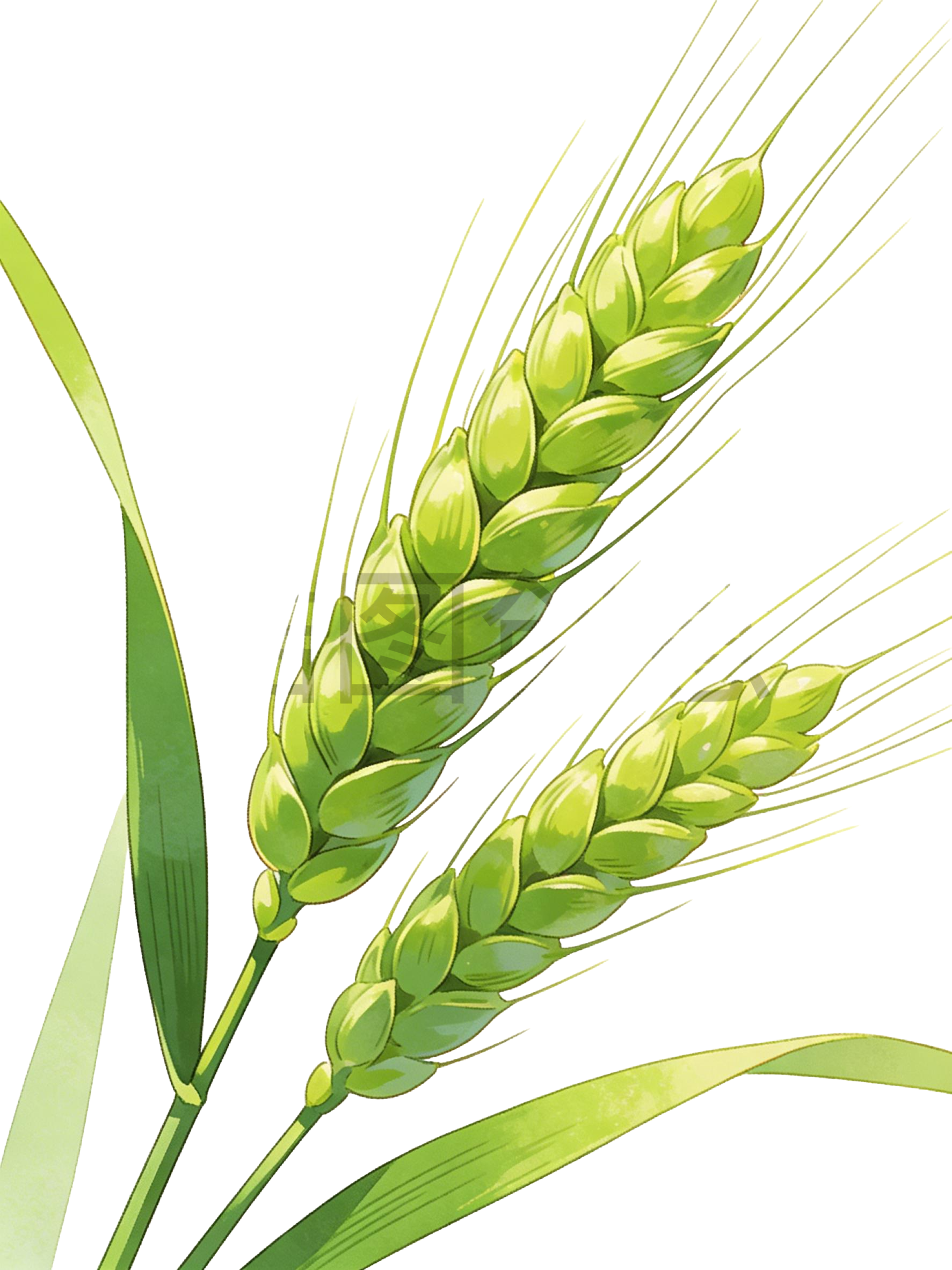 绿色麦穗插画元素