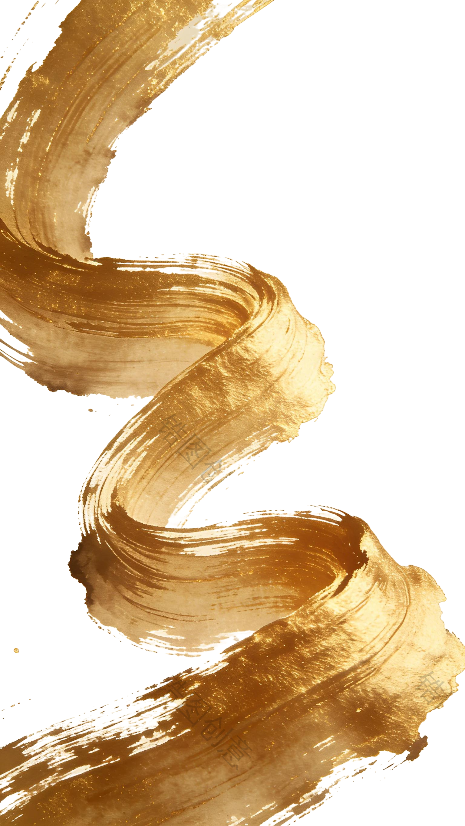 金色毛笔笔触笔画元素