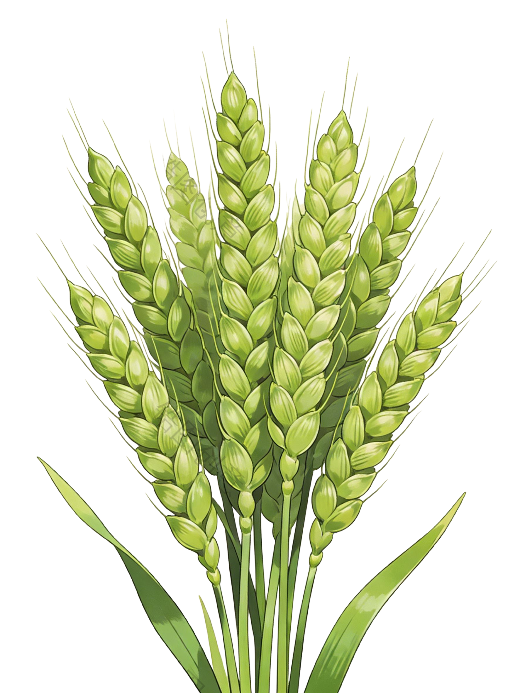绿色麦穗插画元素